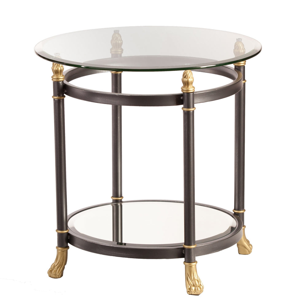 21" Gray Glass And Iron Round Mirrored End Table By Homeroots | End Tables | Modishstore - 4