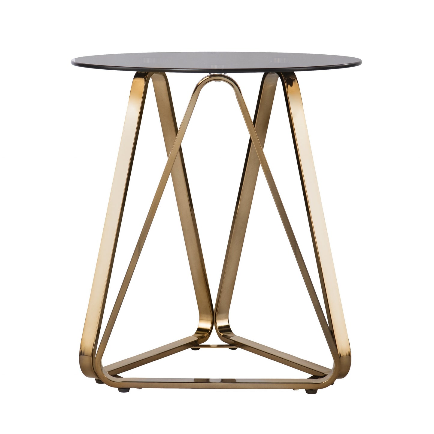 24" Champagne Glass And Iron Round End Table By Homeroots | End Tables | Modishstore - 4