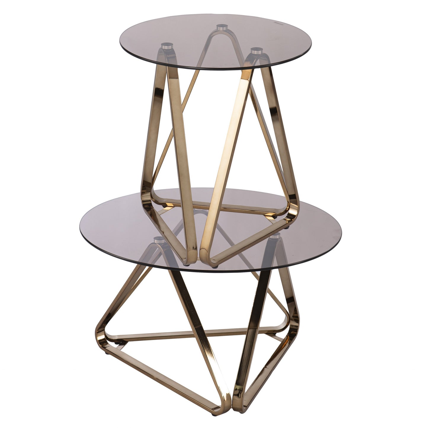 24" Champagne Glass And Iron Round End Table By Homeroots | End Tables | Modishstore - 7