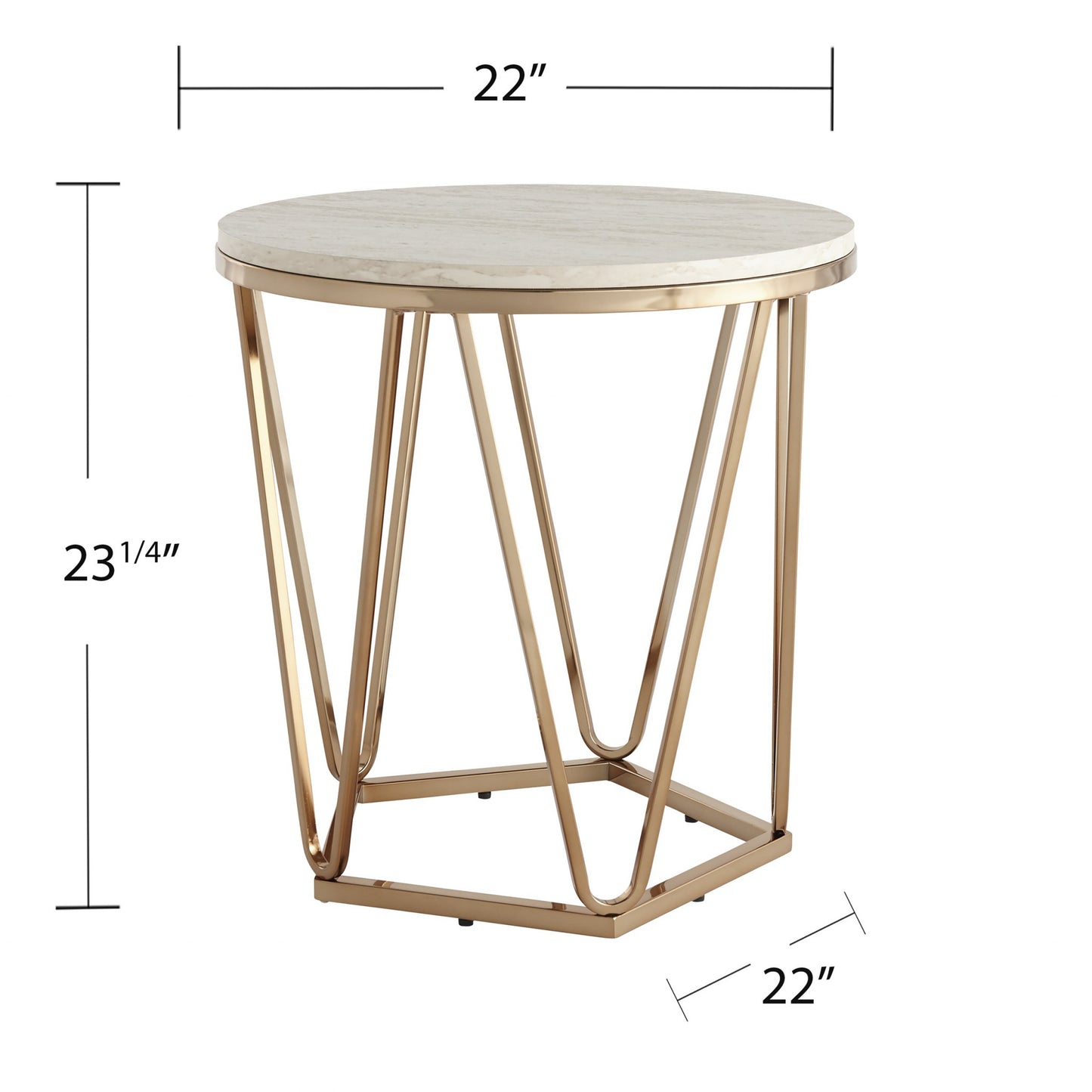 23" Champagne Manufactured Wood And Iron Round End Table By Homeroots | End Tables | Modishstore - 6