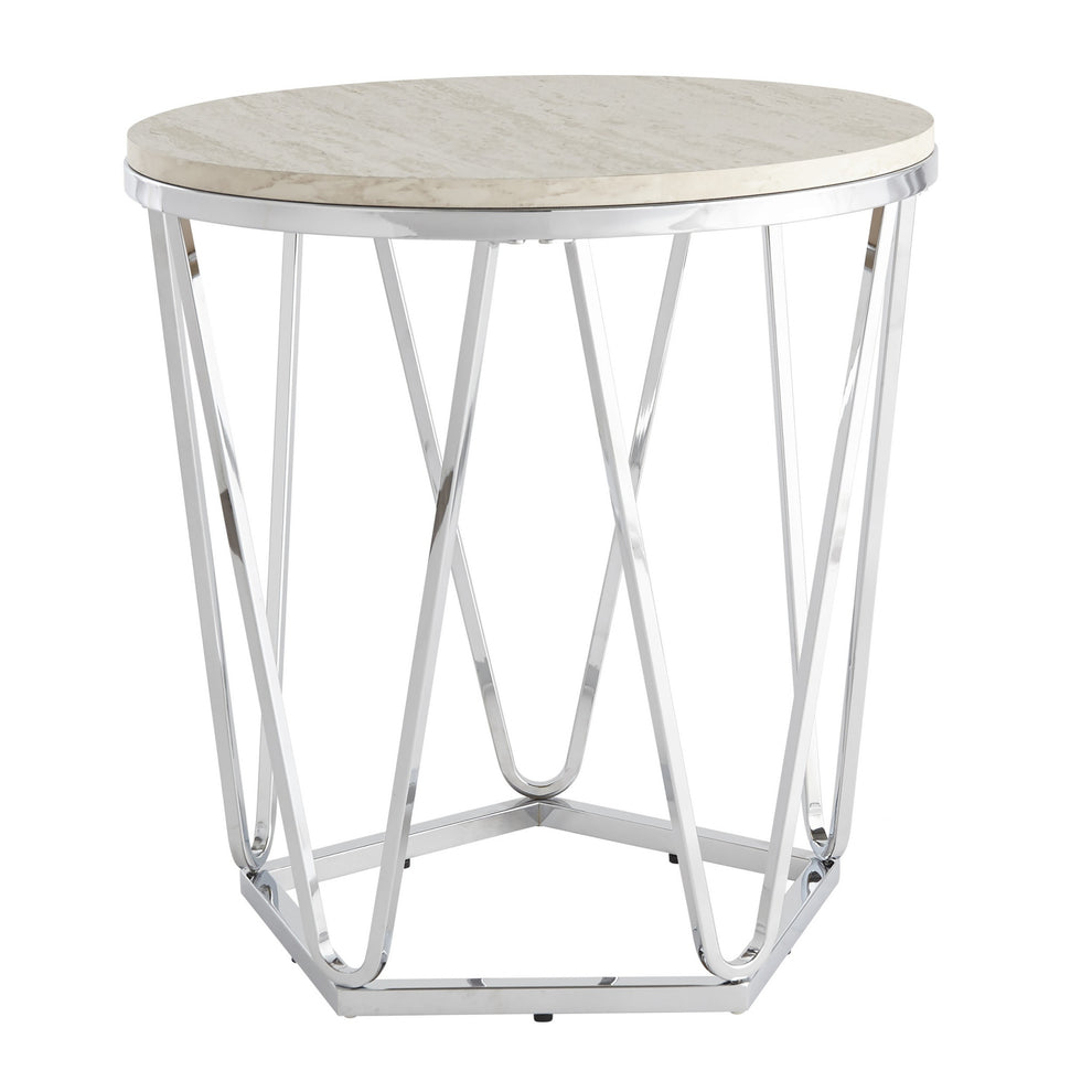 23" Silver Manufactured Wood And Iron Round End Table By Homeroots | End Tables | Modishstore - 2