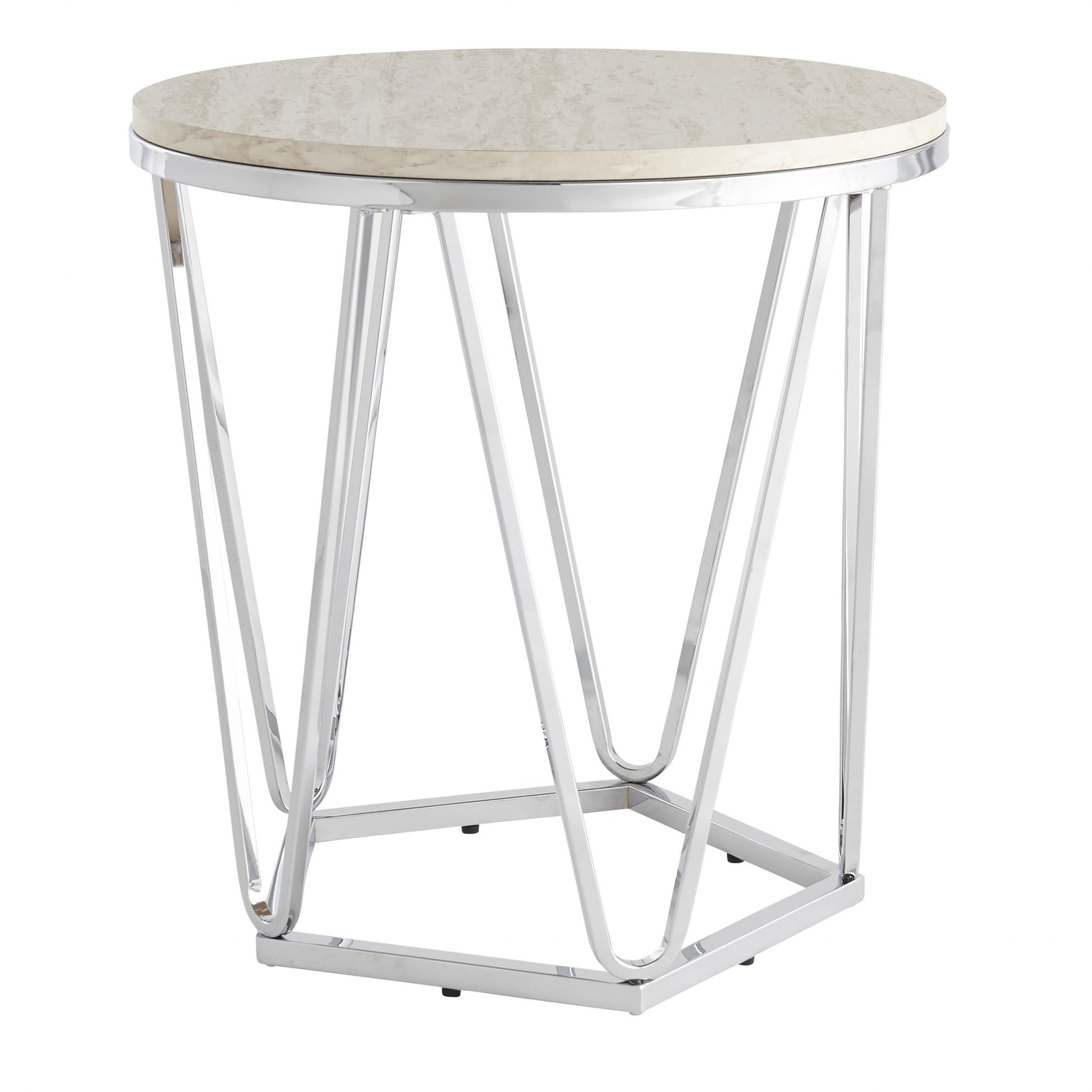 23" Silver Manufactured Wood And Iron Round End Table By Homeroots | End Tables | Modishstore - 3