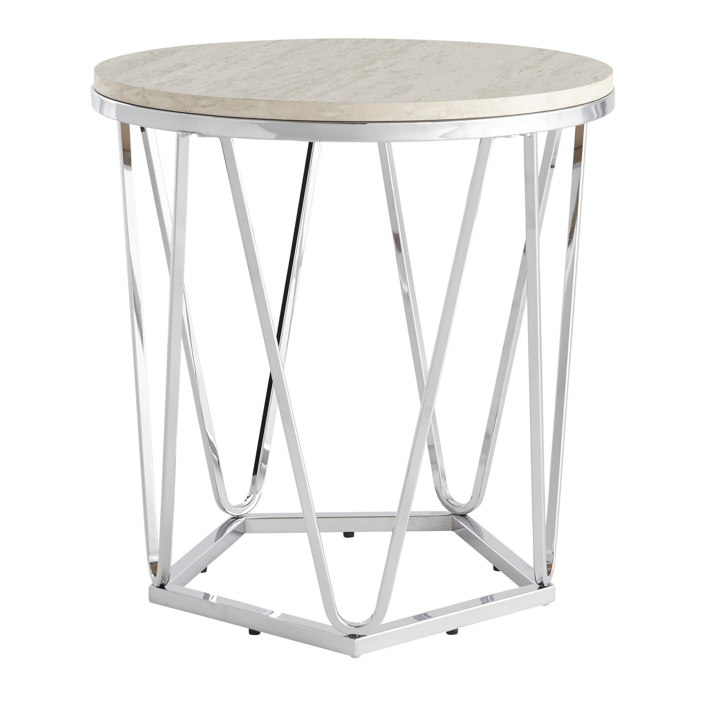 23" Silver Manufactured Wood And Iron Round End Table By Homeroots | End Tables | Modishstore - 4