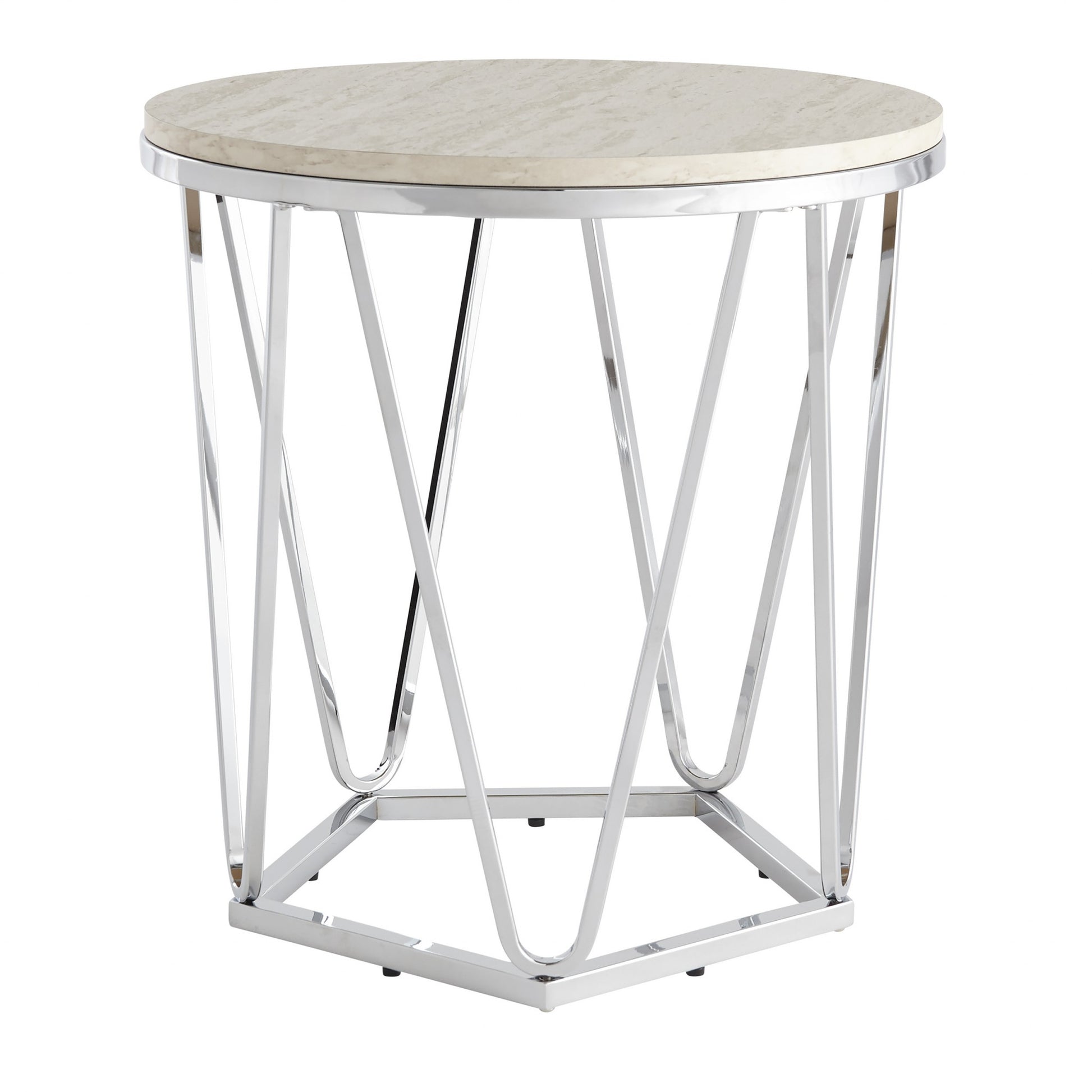 23" Silver Manufactured Wood And Iron Round End Table By Homeroots | End Tables | Modishstore - 4