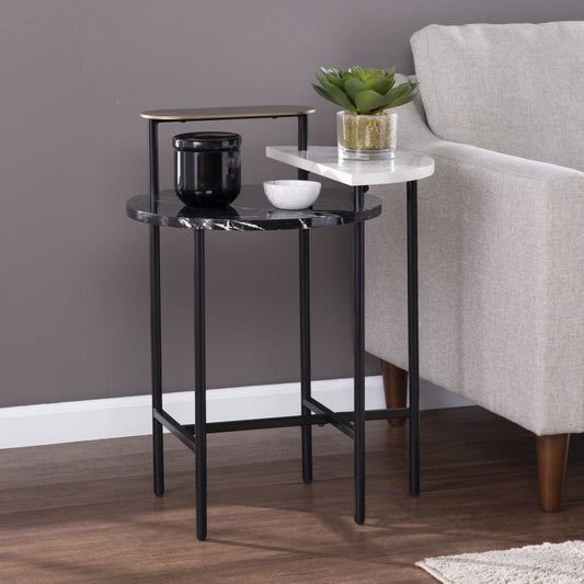 28" Black Manufactured Wood And Iron Free Form End Table With Shelf By Homeroots | End Tables | Modishstore