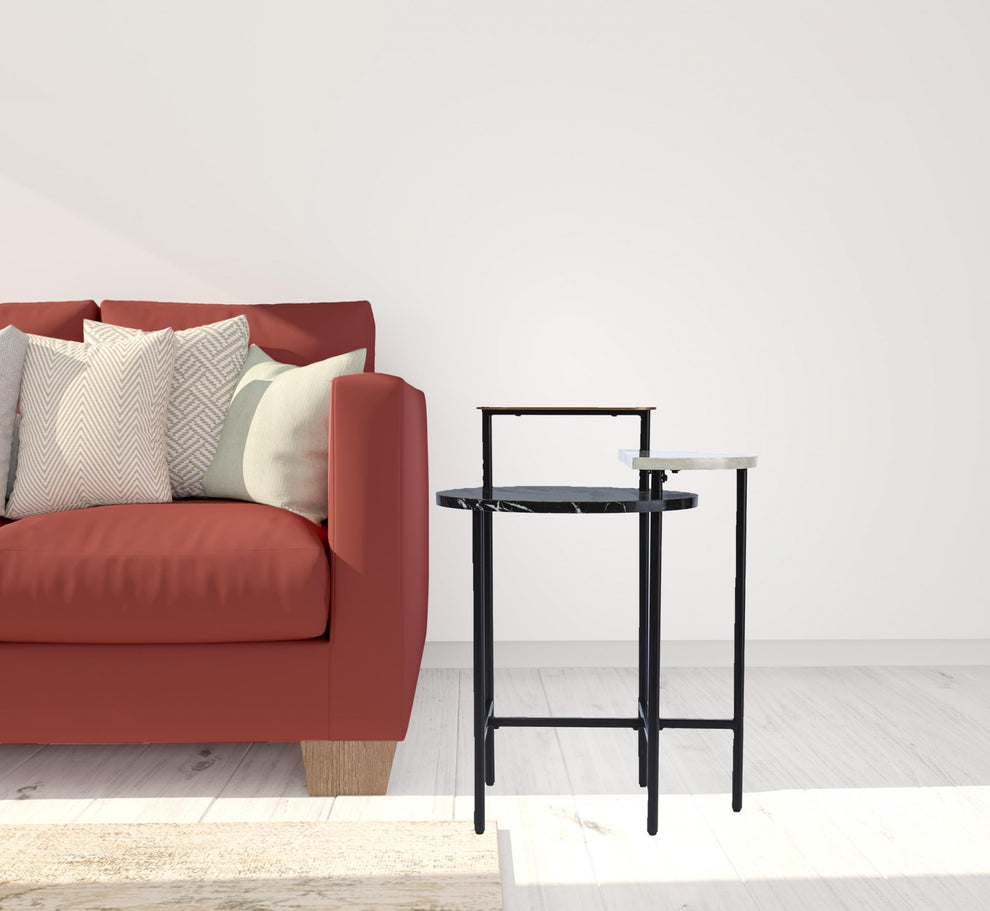28" Black Manufactured Wood And Iron Free Form End Table With Shelf By Homeroots | End Tables | Modishstore - 7