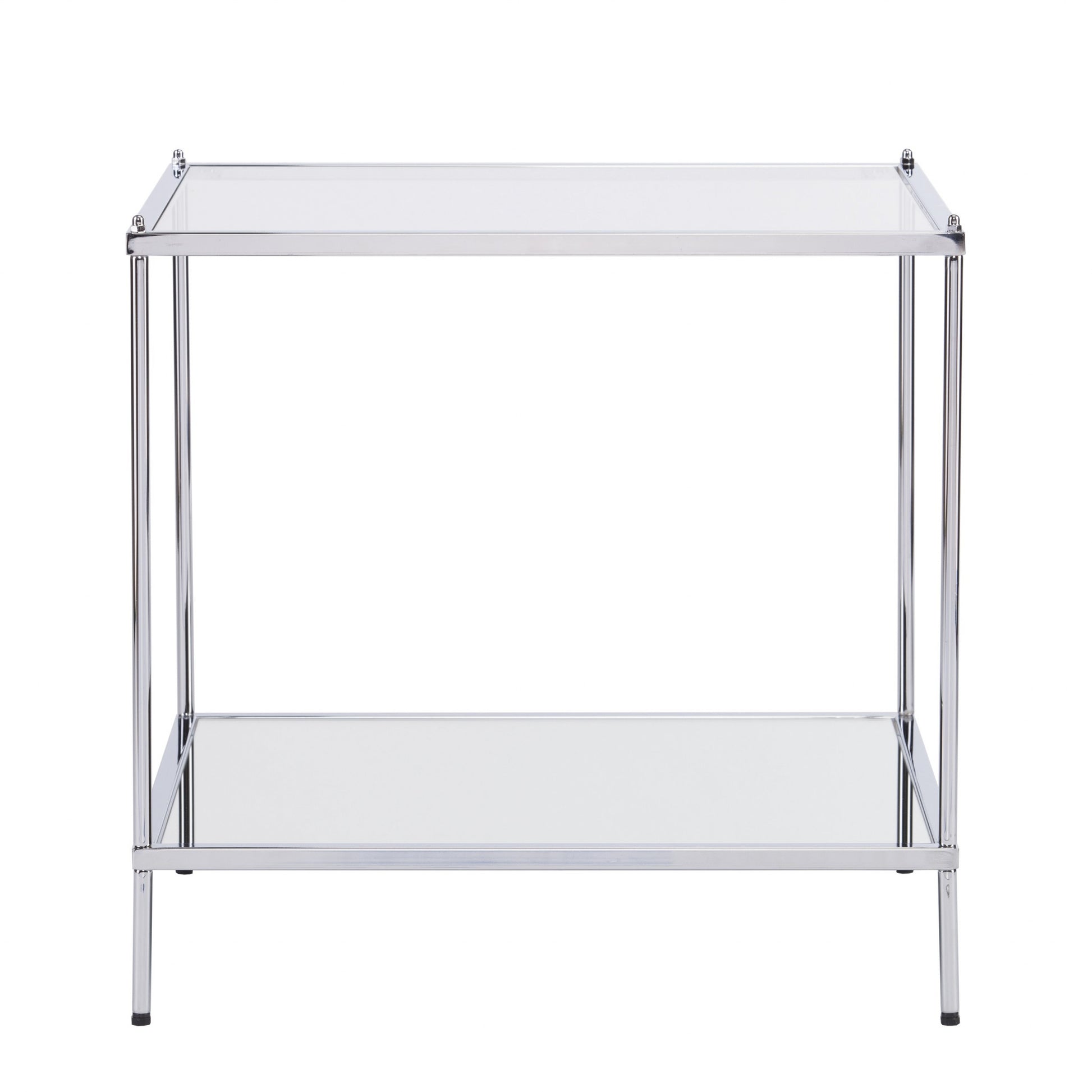 22" Chrome Glass And Iron Square Mirrored End Table By Homeroots | End Tables | Modishstore - 2