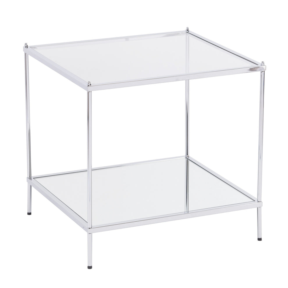 22" Chrome Glass And Iron Square Mirrored End Table By Homeroots | End Tables | Modishstore - 3