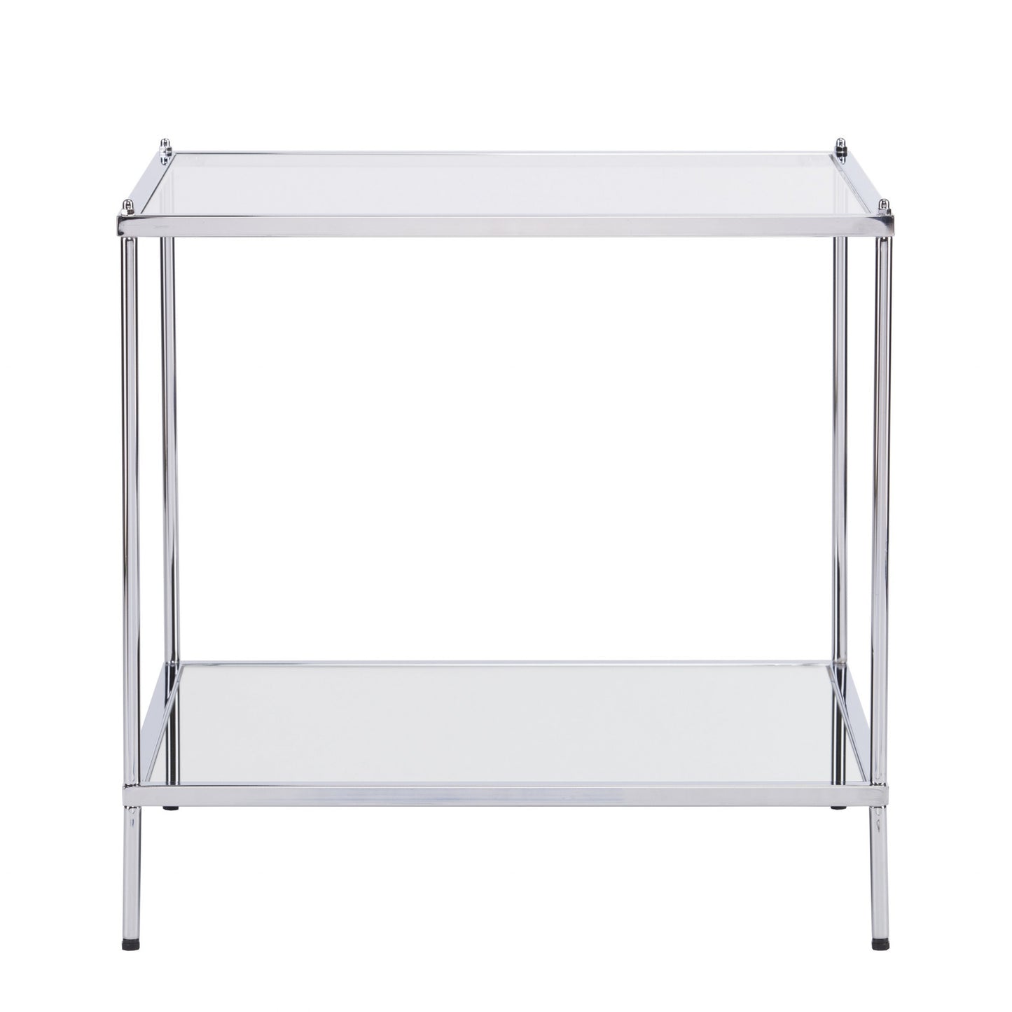 22" Chrome Glass And Iron Square Mirrored End Table By Homeroots | End Tables | Modishstore - 4