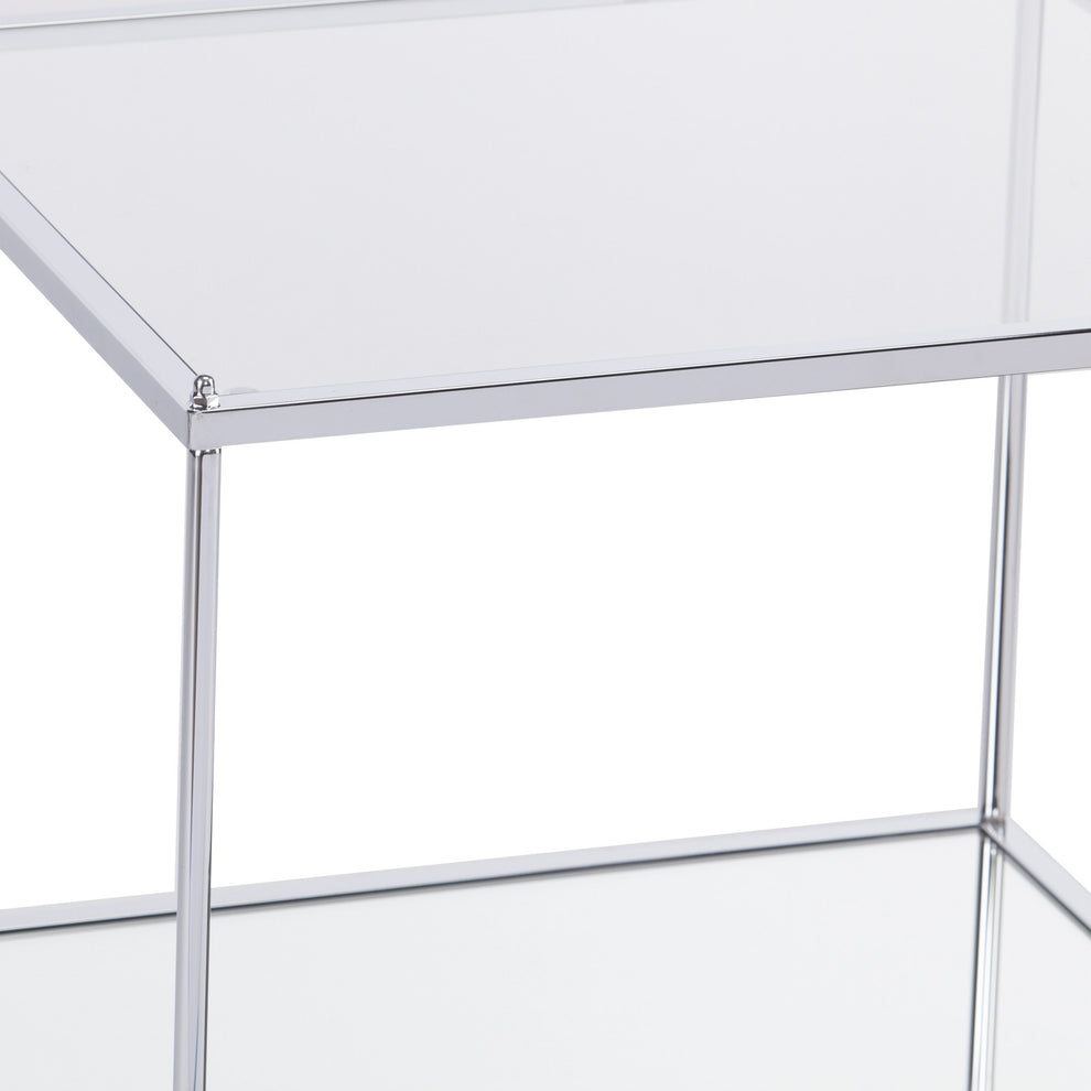 22" Chrome Glass And Iron Square Mirrored End Table By Homeroots | End Tables | Modishstore - 7