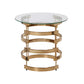 21" Champagne Glass And Iron Round End Table By Homeroots | End Tables | Modishstore