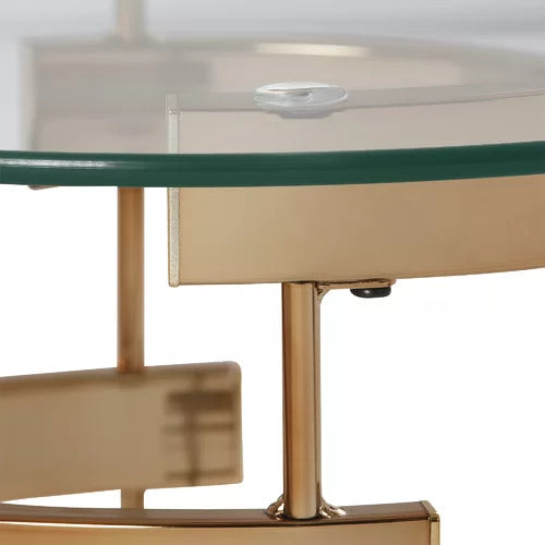 21" Champagne Glass And Iron Round End Table By Homeroots | End Tables | Modishstore - 6