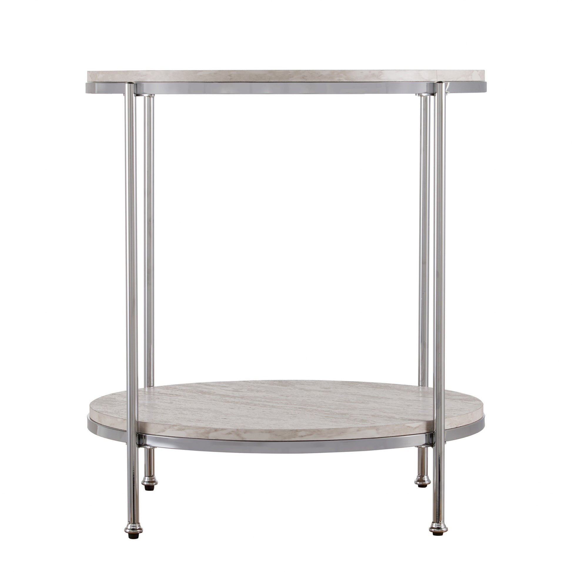 24" Chrome Manufactured Wood And Iron Rectangular End Table With Shelf By Homeroots | End Tables | Modishstore - 2