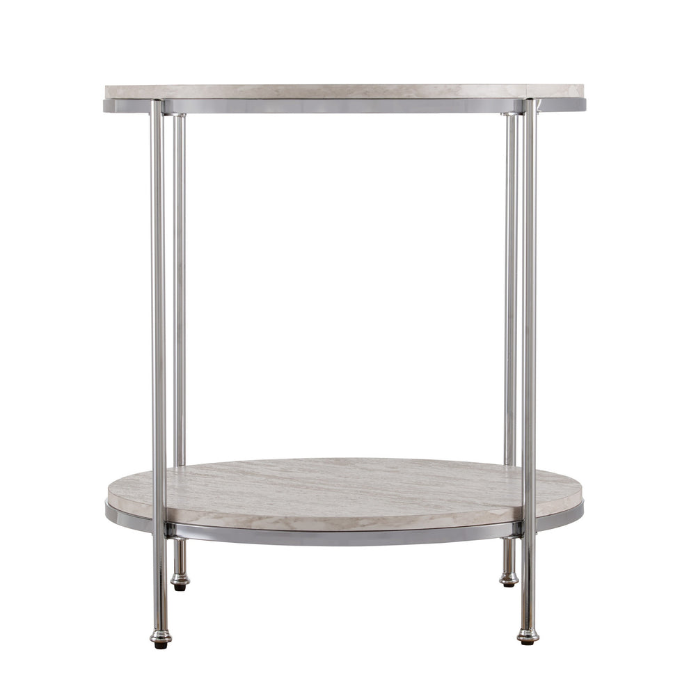 24" Chrome Manufactured Wood And Iron Rectangular End Table With Shelf By Homeroots | End Tables | Modishstore - 2