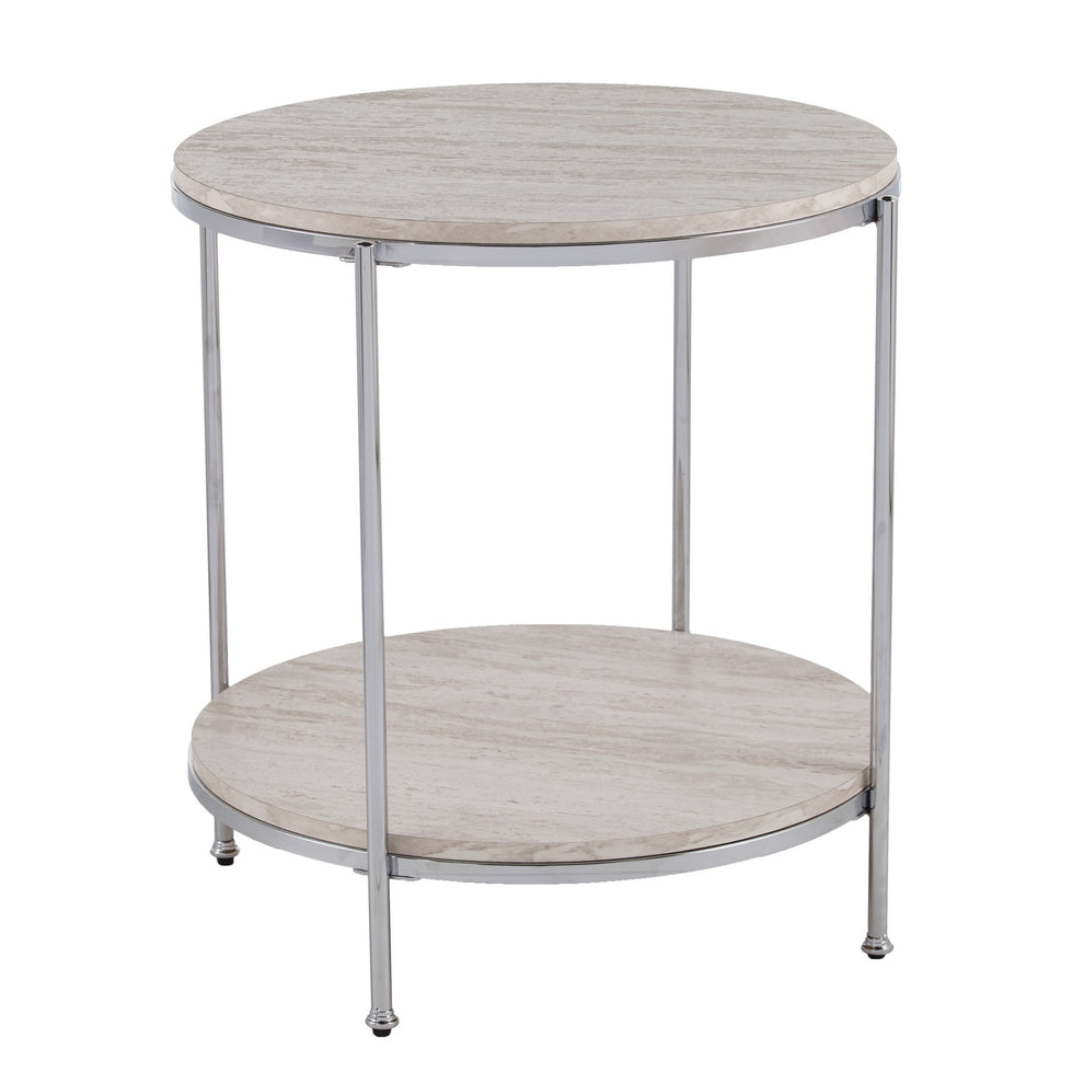 24" Chrome Manufactured Wood And Iron Rectangular End Table With Shelf By Homeroots | End Tables | Modishstore - 3