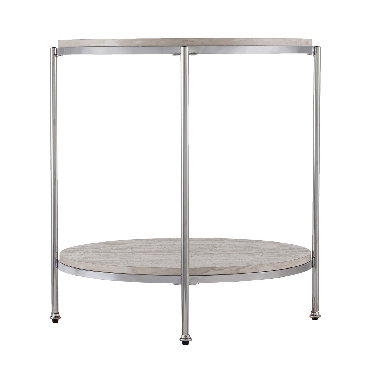 24" Chrome Manufactured Wood And Iron Rectangular End Table With Shelf By Homeroots | End Tables | Modishstore - 4