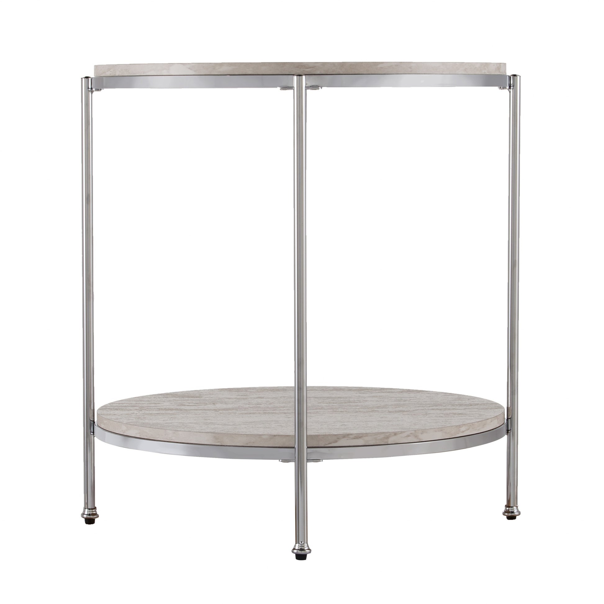 24" Chrome Manufactured Wood And Iron Rectangular End Table With Shelf By Homeroots | End Tables | Modishstore - 4