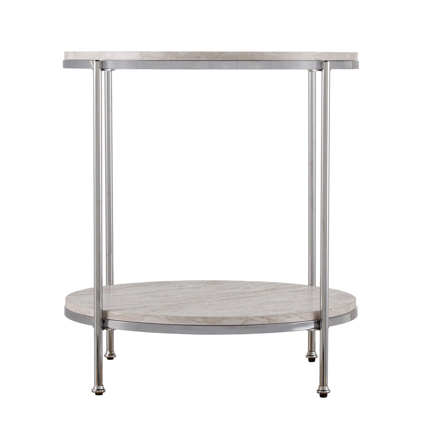 24" Chrome Manufactured Wood And Iron Rectangular End Table With Shelf By Homeroots | End Tables | Modishstore - 6