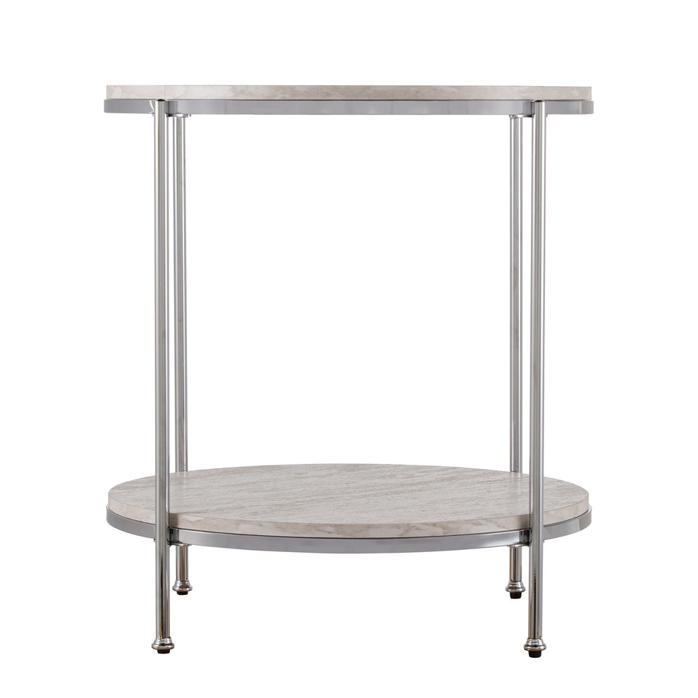 24" Chrome Manufactured Wood And Iron Rectangular End Table With Shelf By Homeroots | End Tables | Modishstore - 6