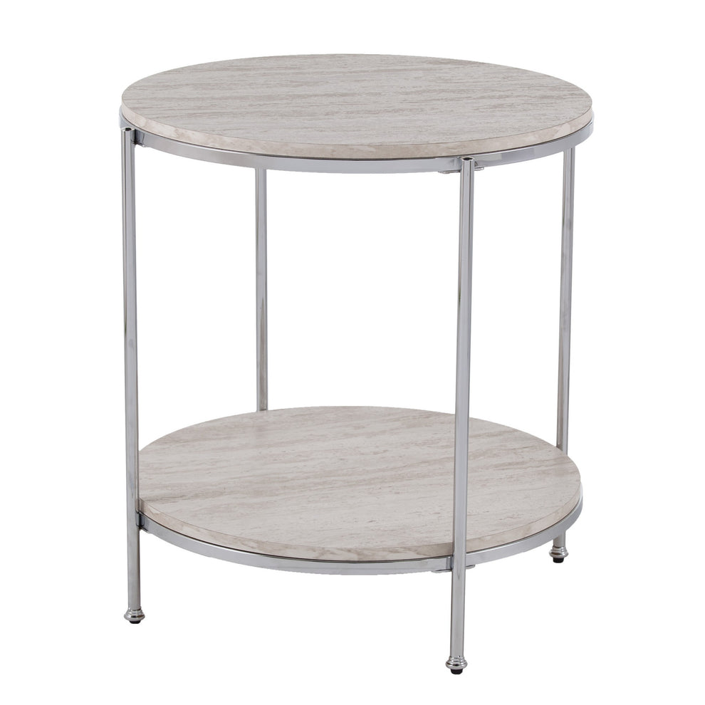 24" Chrome Manufactured Wood And Iron Rectangular End Table With Shelf By Homeroots | End Tables | Modishstore - 7