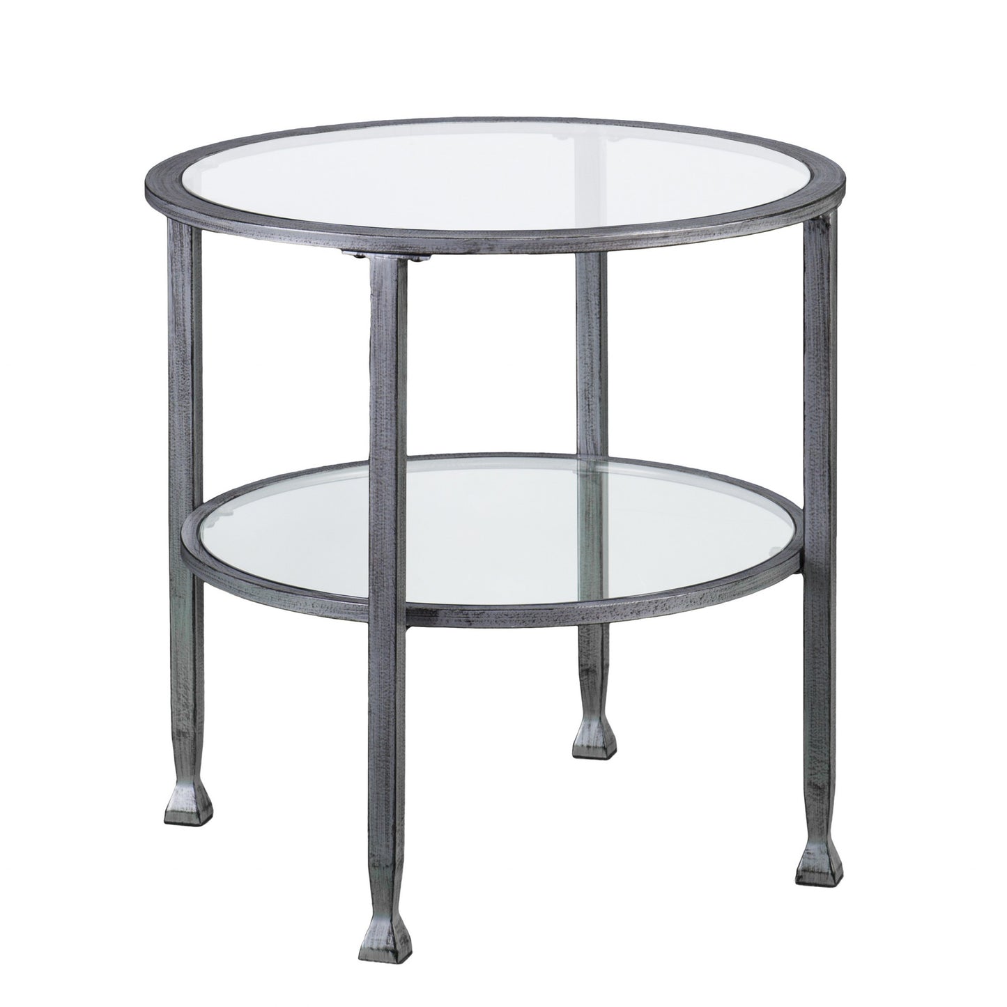 24" Silver Glass And Iron Round End Table By Homeroots | End Tables | Modishstore - 3