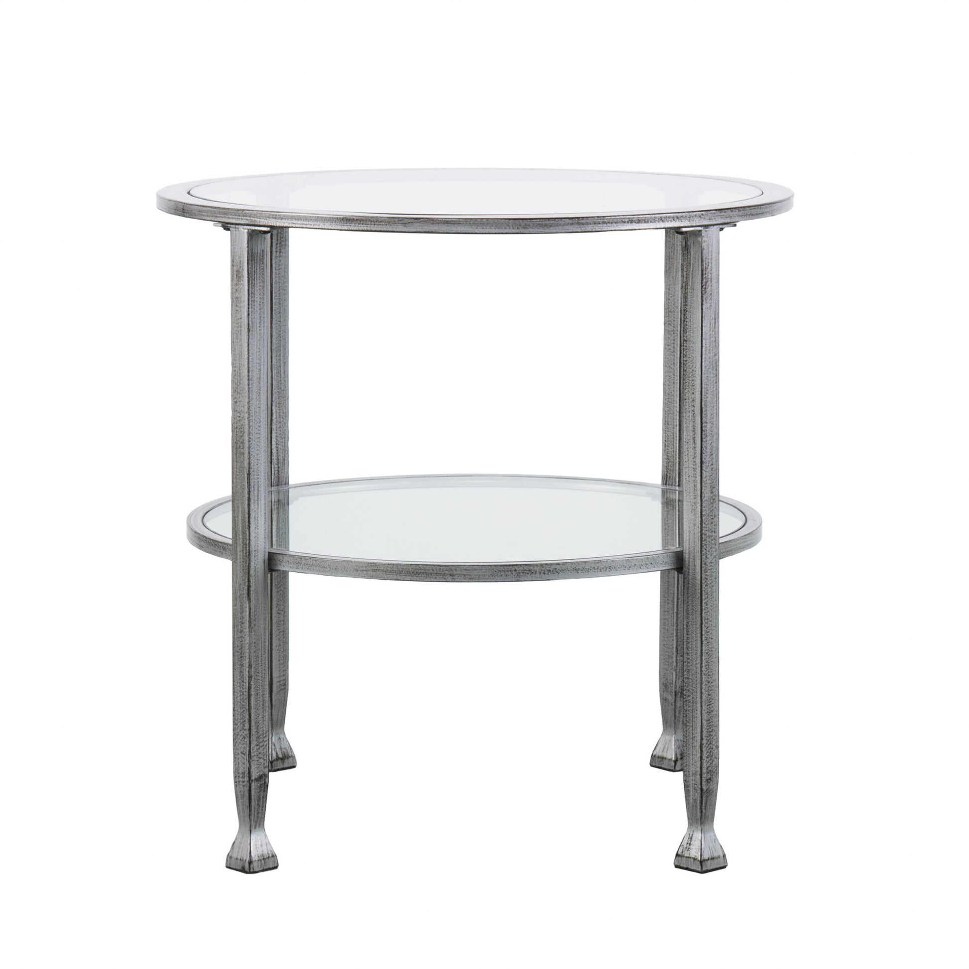 24" Silver Glass And Iron Round End Table By Homeroots | End Tables | Modishstore - 4
