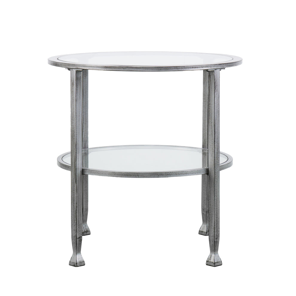 24" Silver Glass And Iron Round End Table By Homeroots | End Tables | Modishstore - 4