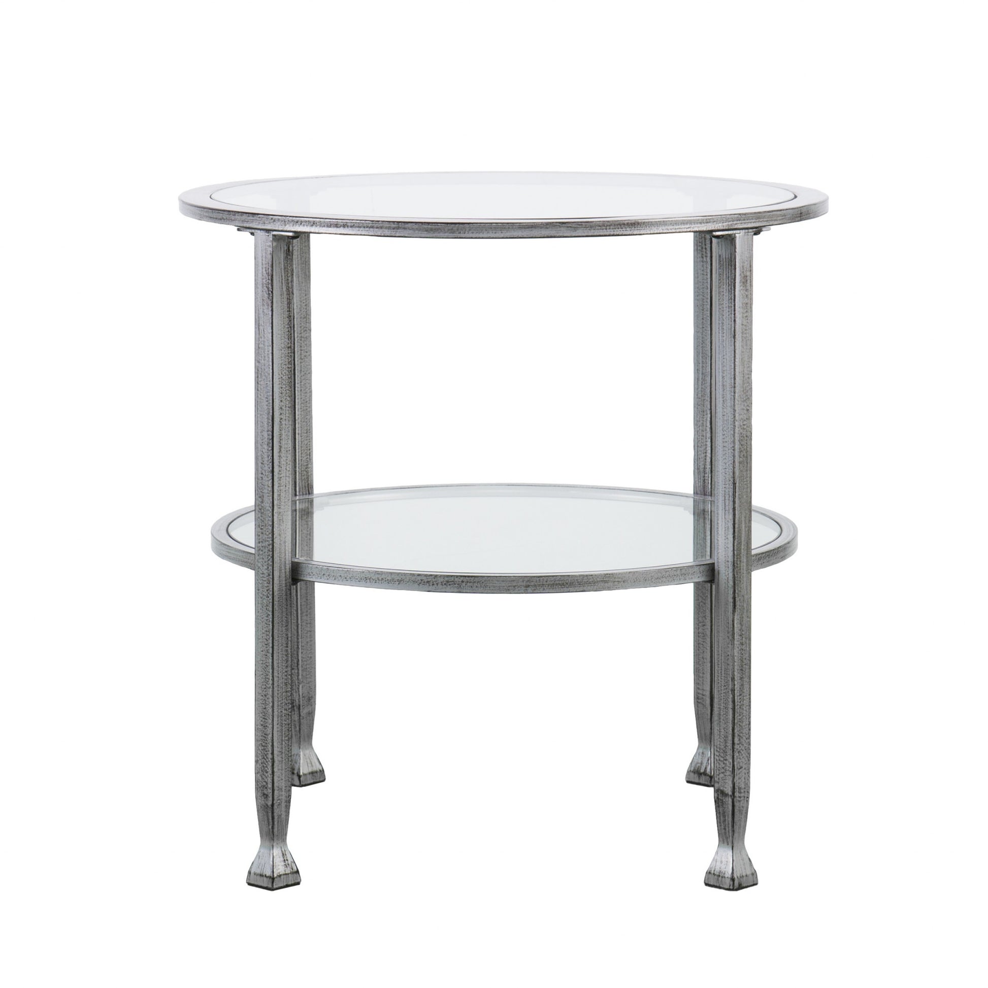 24" Silver Glass And Iron Round End Table By Homeroots | End Tables | Modishstore - 6