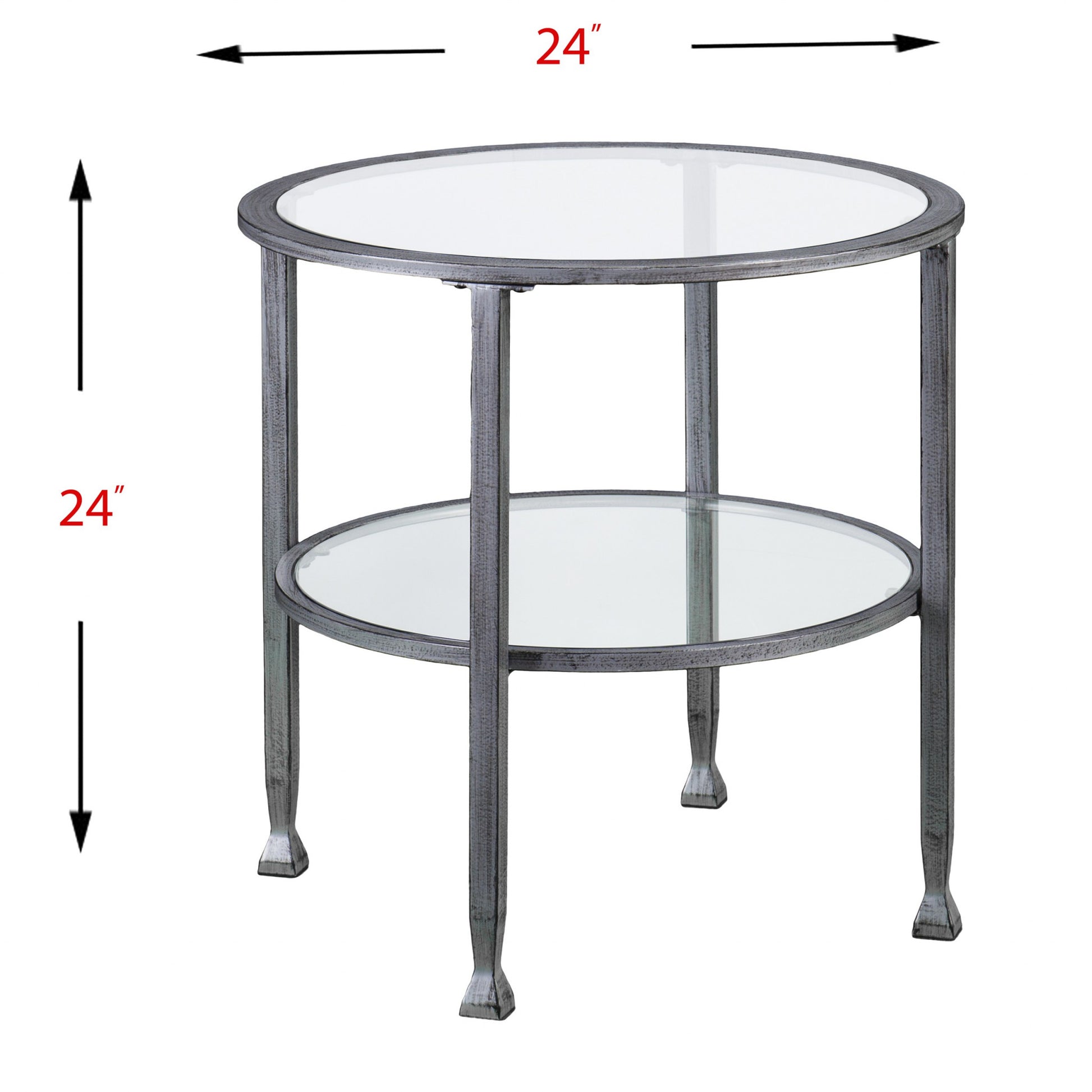 24" Silver Glass And Iron Round End Table By Homeroots | End Tables | Modishstore - 9