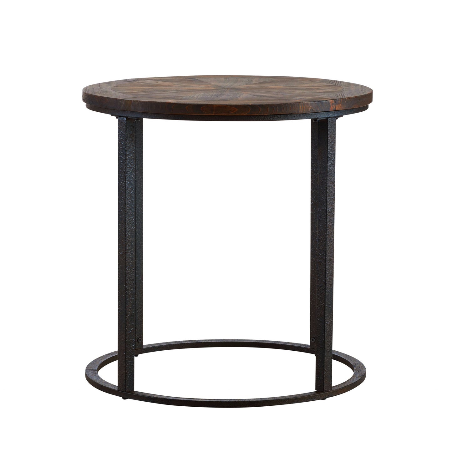 24" Natural Wood Solid Wood And Iron Round End Table By Homeroots | End Tables | Modishstore - 2