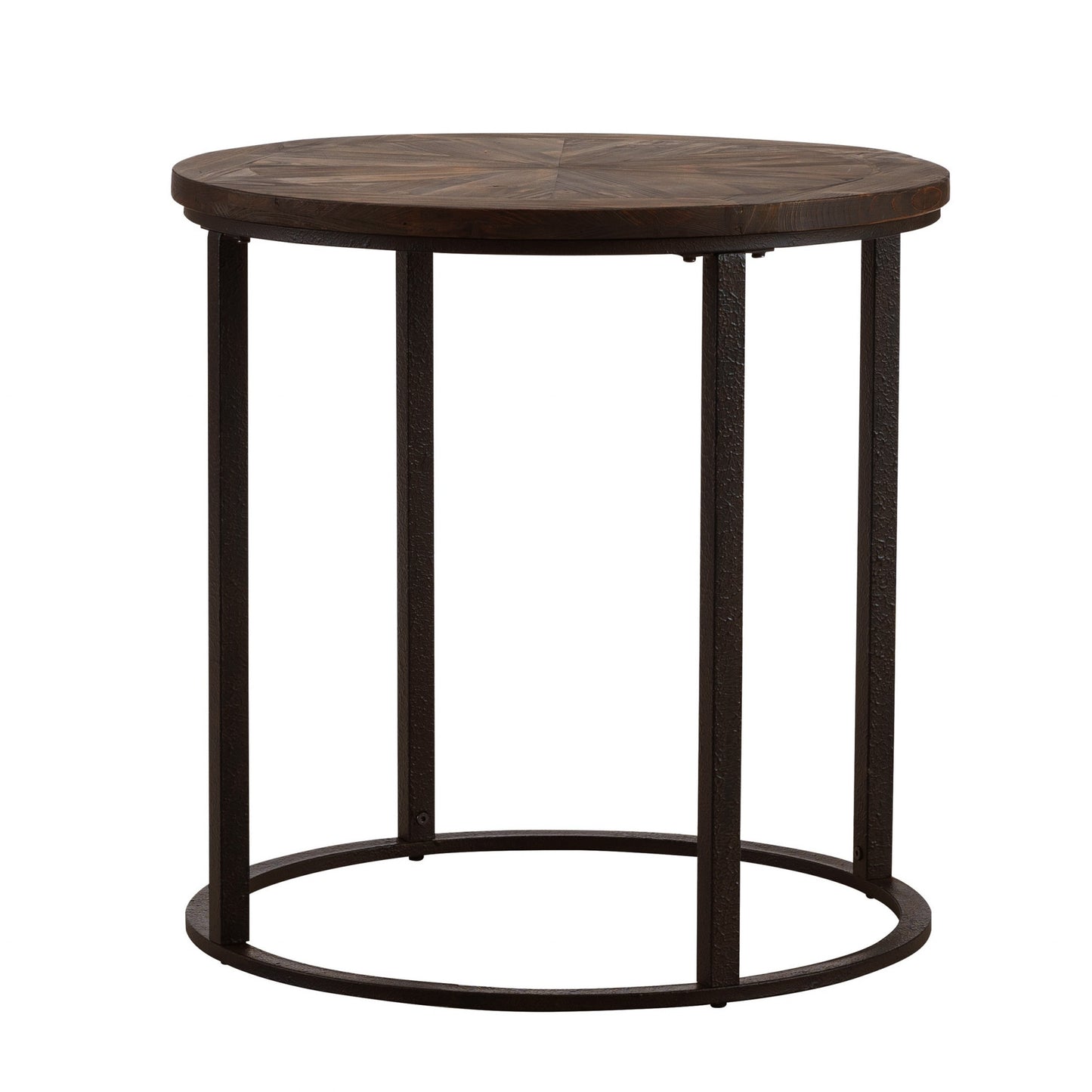 24" Natural Wood Solid Wood And Iron Round End Table By Homeroots | End Tables | Modishstore - 3