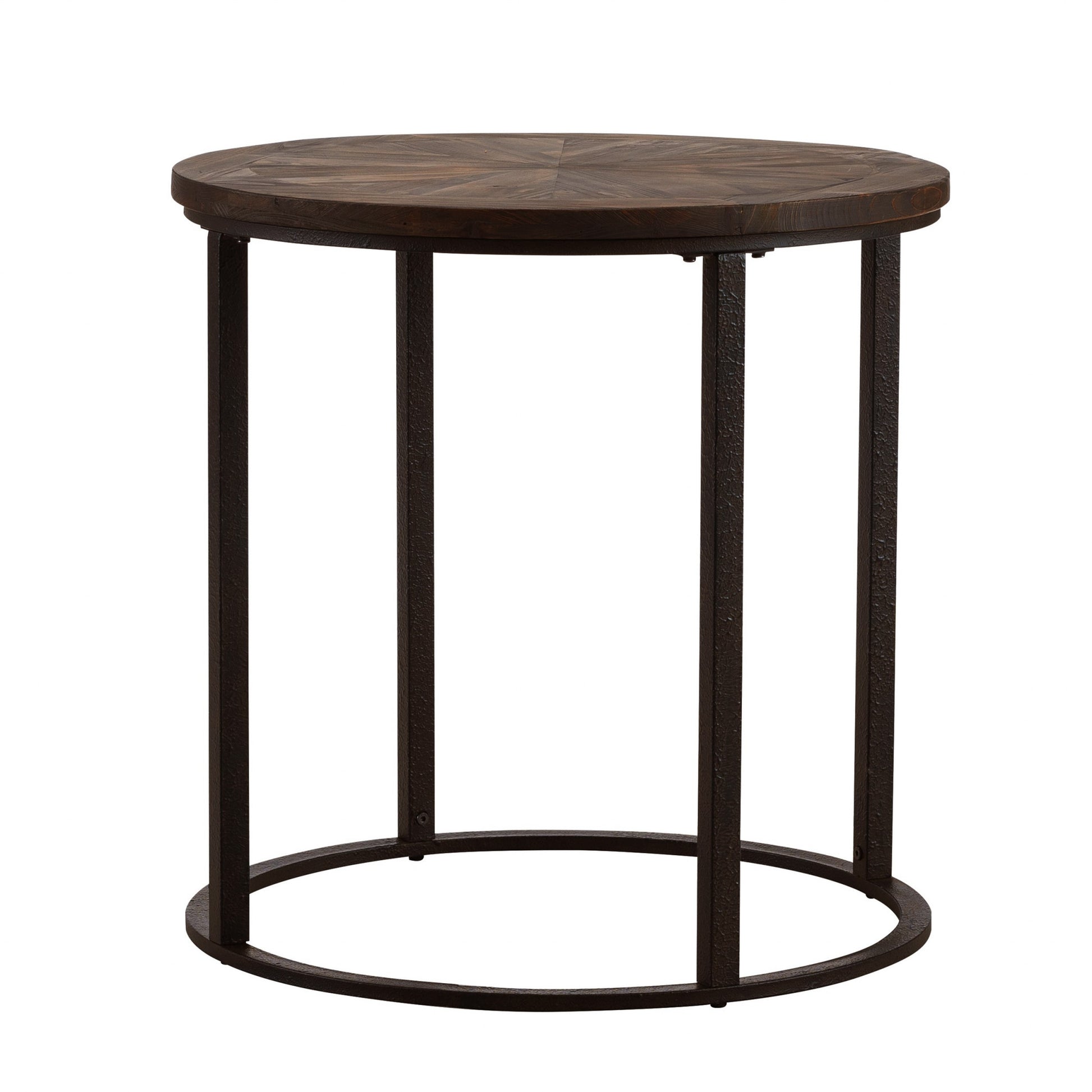 24" Natural Wood Solid Wood And Iron Round End Table By Homeroots | End Tables | Modishstore - 3