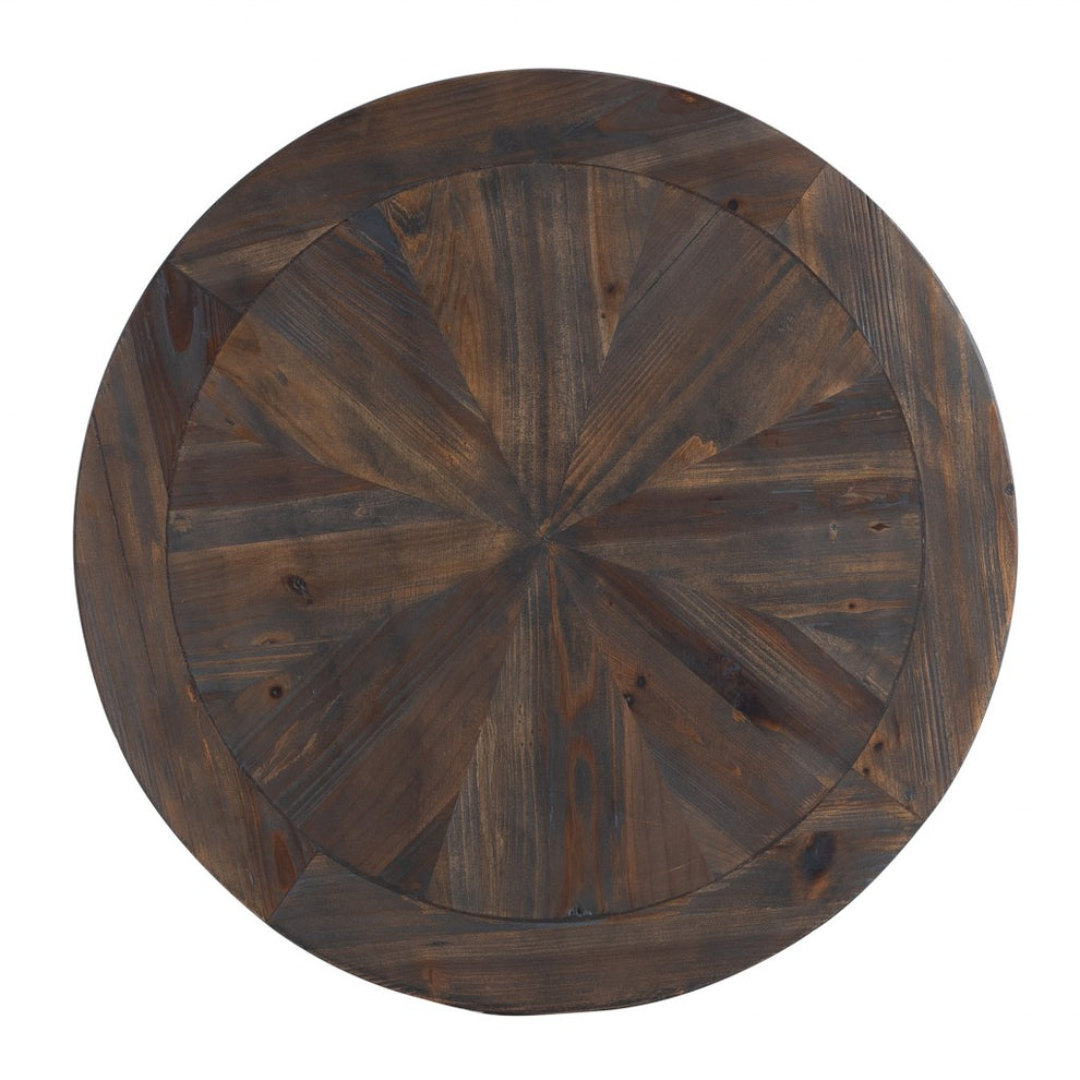 24" Natural Wood Solid Wood And Iron Round End Table By Homeroots | End Tables | Modishstore - 4