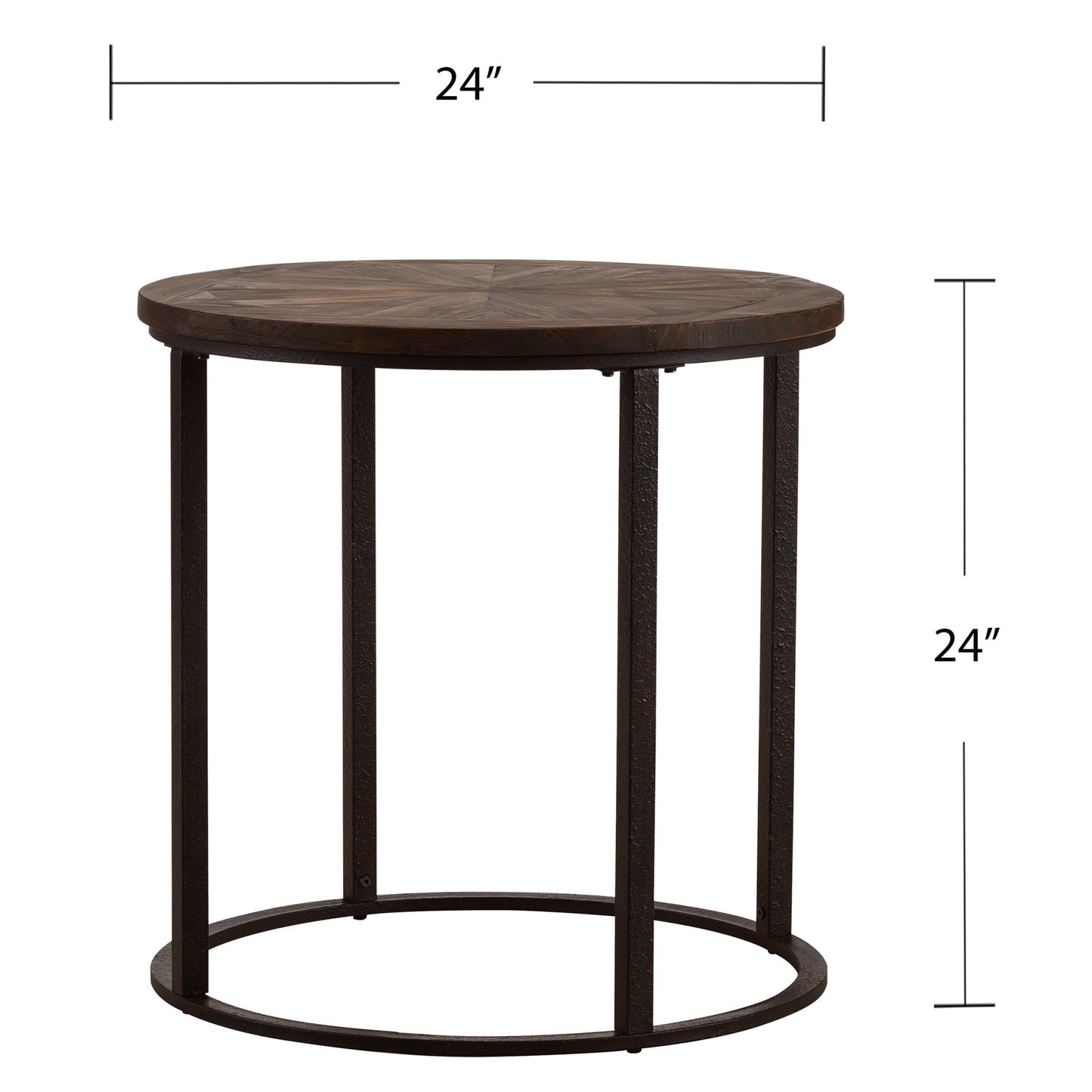 24" Natural Wood Solid Wood And Iron Round End Table By Homeroots | End Tables | Modishstore - 5