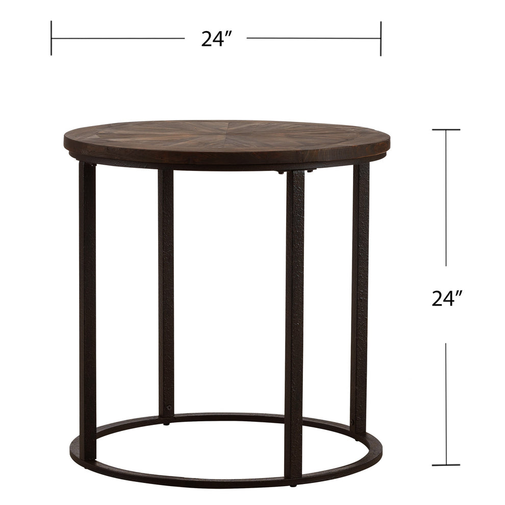 24" Natural Wood Solid Wood And Iron Round End Table By Homeroots | End Tables | Modishstore - 5