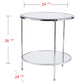 26" Chrome Glass And Iron Round Mirrored End Table With Shelf By Homeroots | End Tables | Modishstore - 3