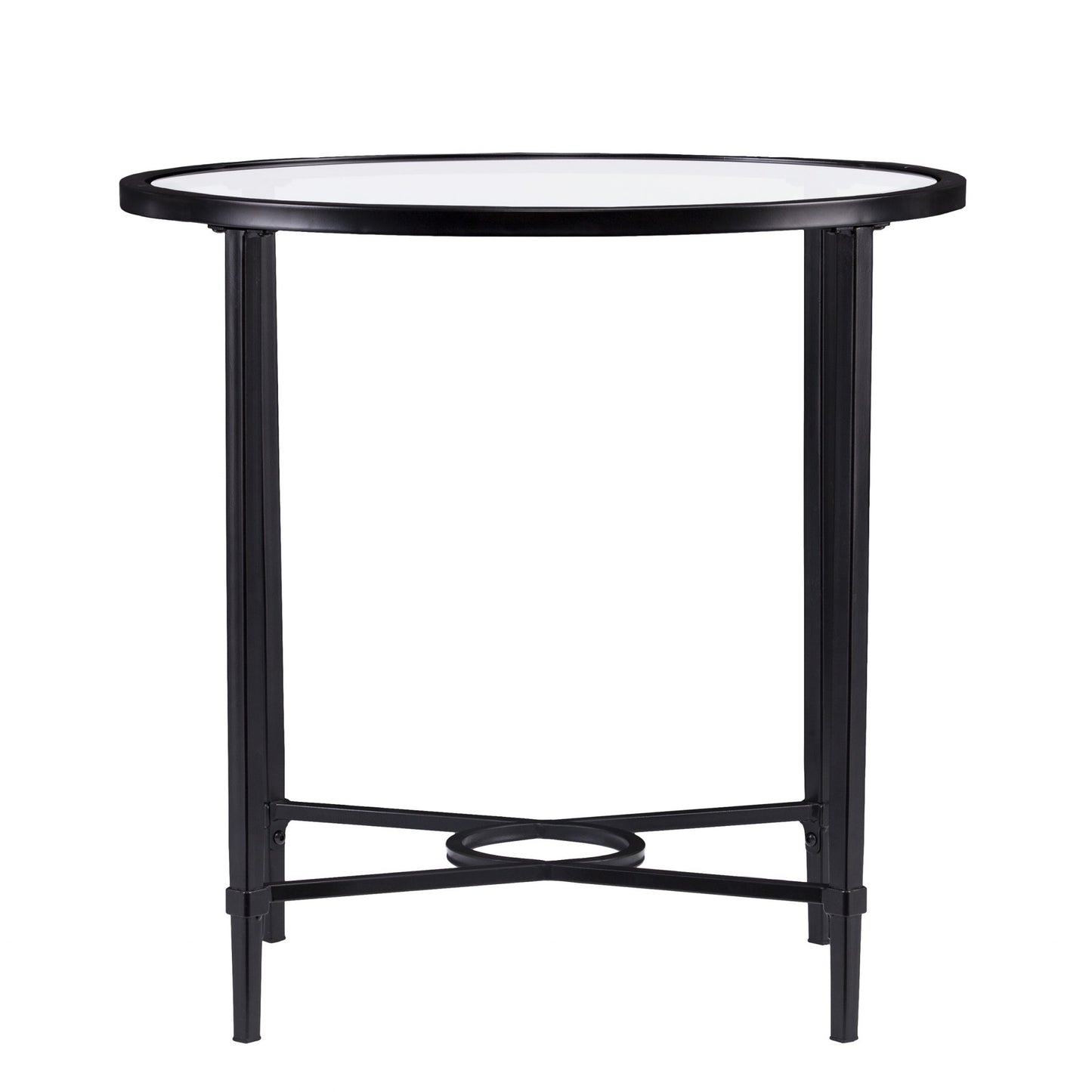 25" Black Glass And Iron Oval End Table By Homeroots | End Tables | Modishstore - 2