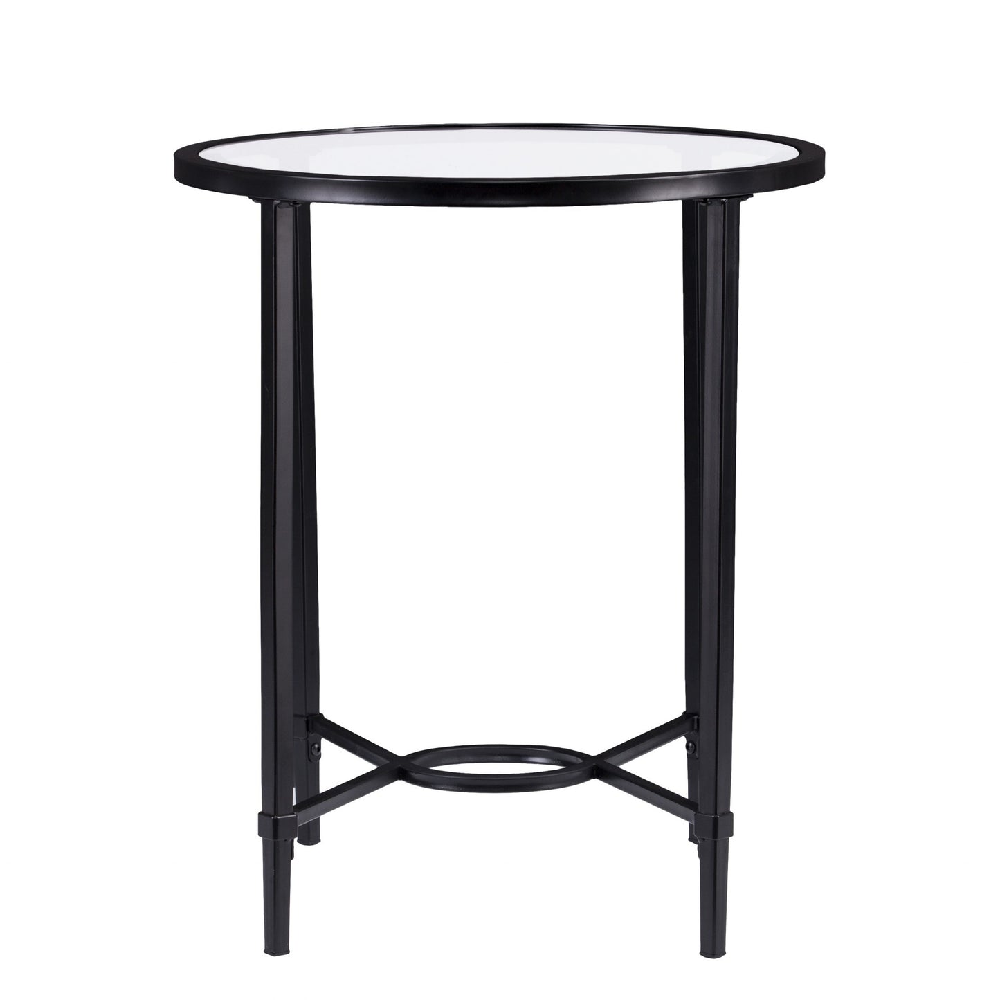 25" Black Glass And Iron Oval End Table By Homeroots | End Tables | Modishstore - 4