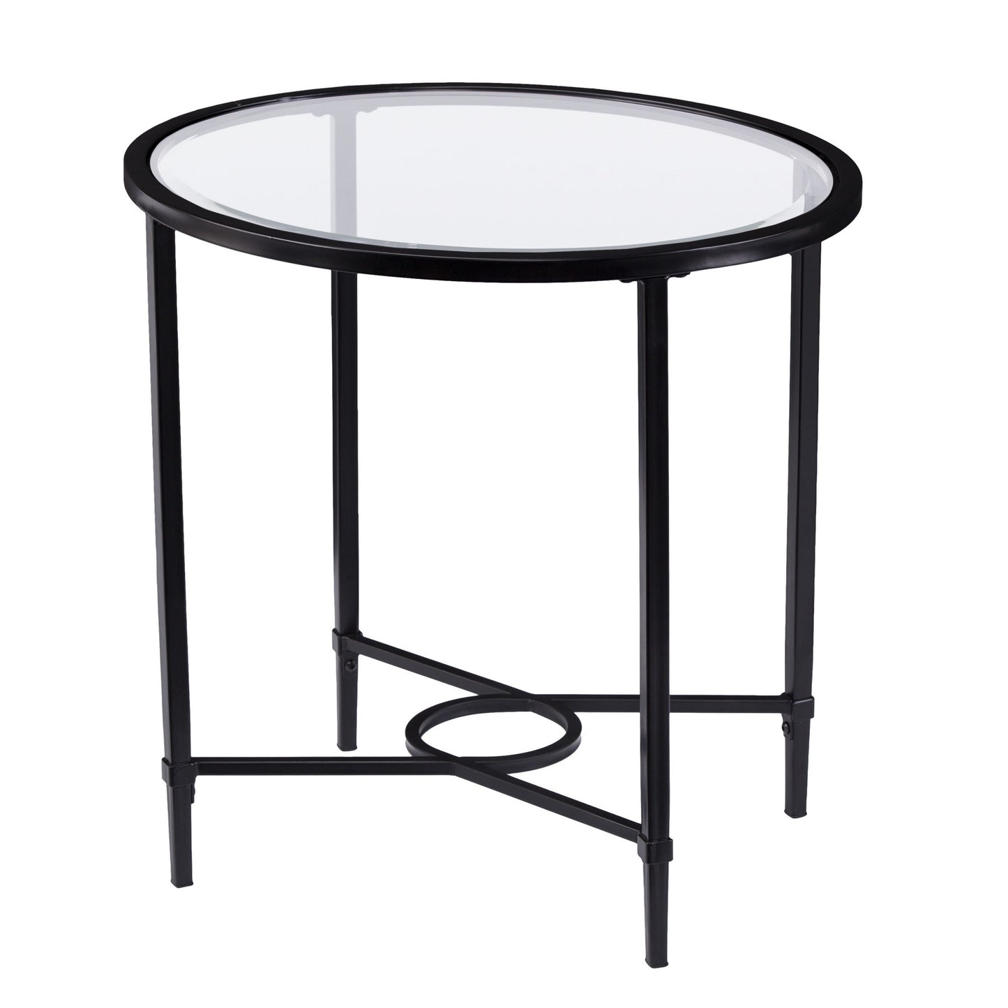 25" Black Glass And Iron Oval End Table By Homeroots | End Tables | Modishstore - 7