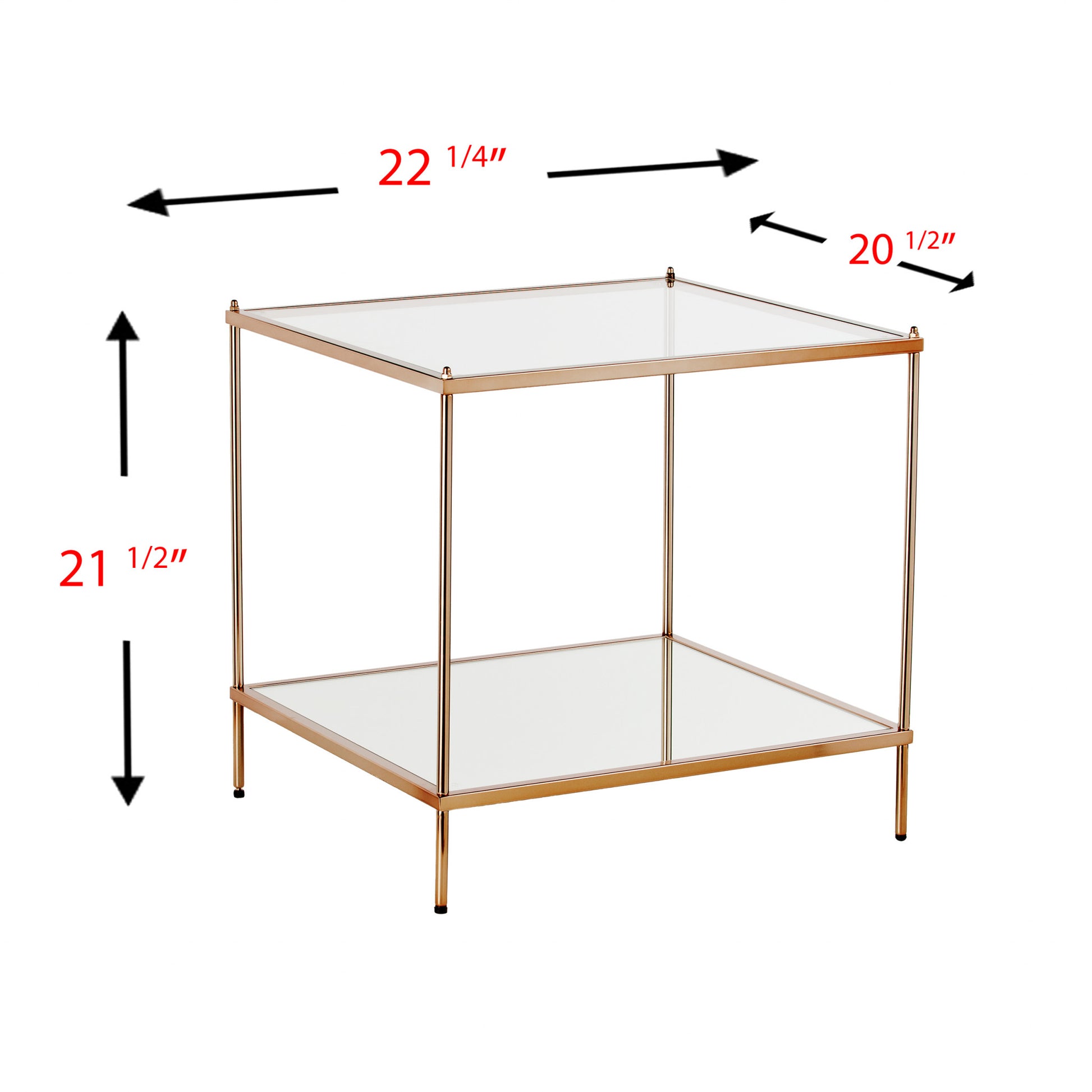 22" Gold Glass And Iron Square Mirrored End Table By Homeroots | End Tables | Modishstore - 2