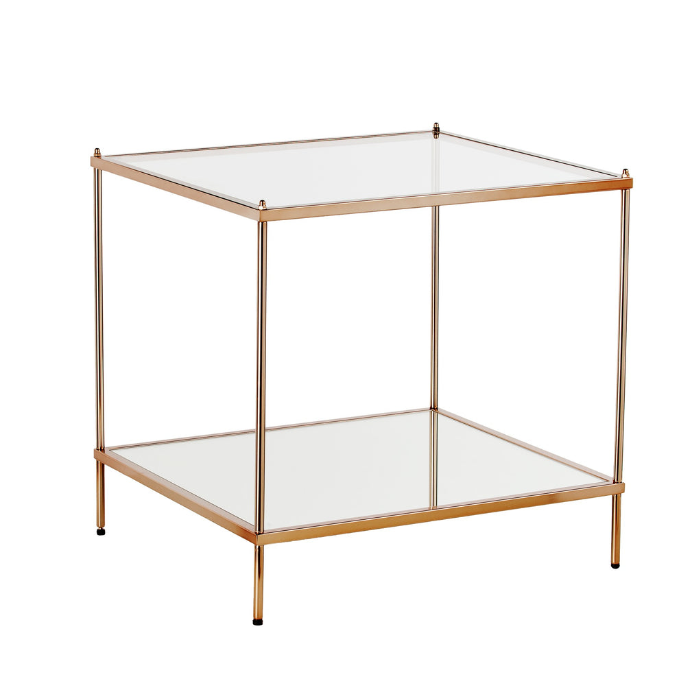 22" Gold Glass And Iron Square Mirrored End Table By Homeroots | End Tables | Modishstore - 5