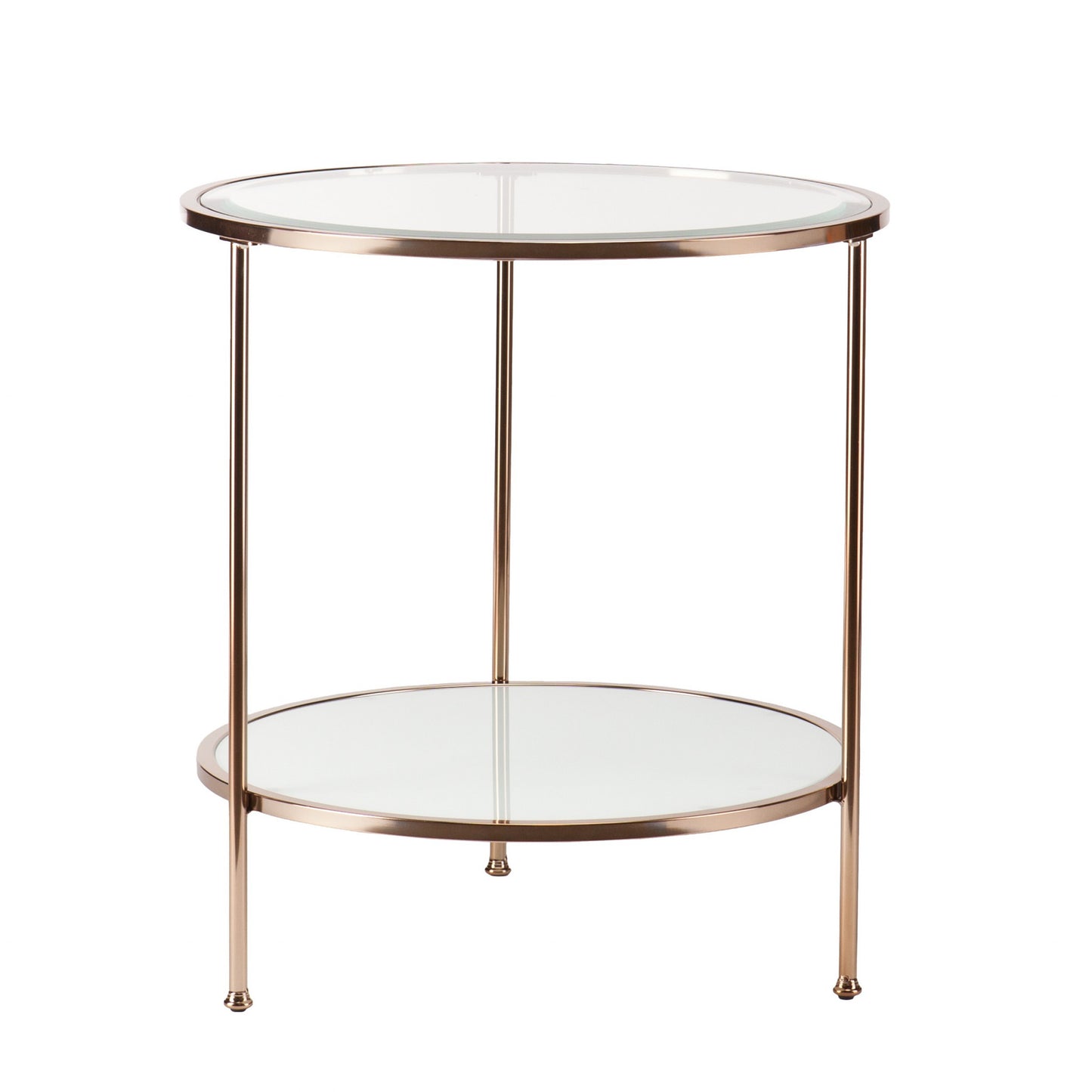 26" Gold Glass And Iron Round End Table With Shelf By Homeroots | End Tables | Modishstore - 3
