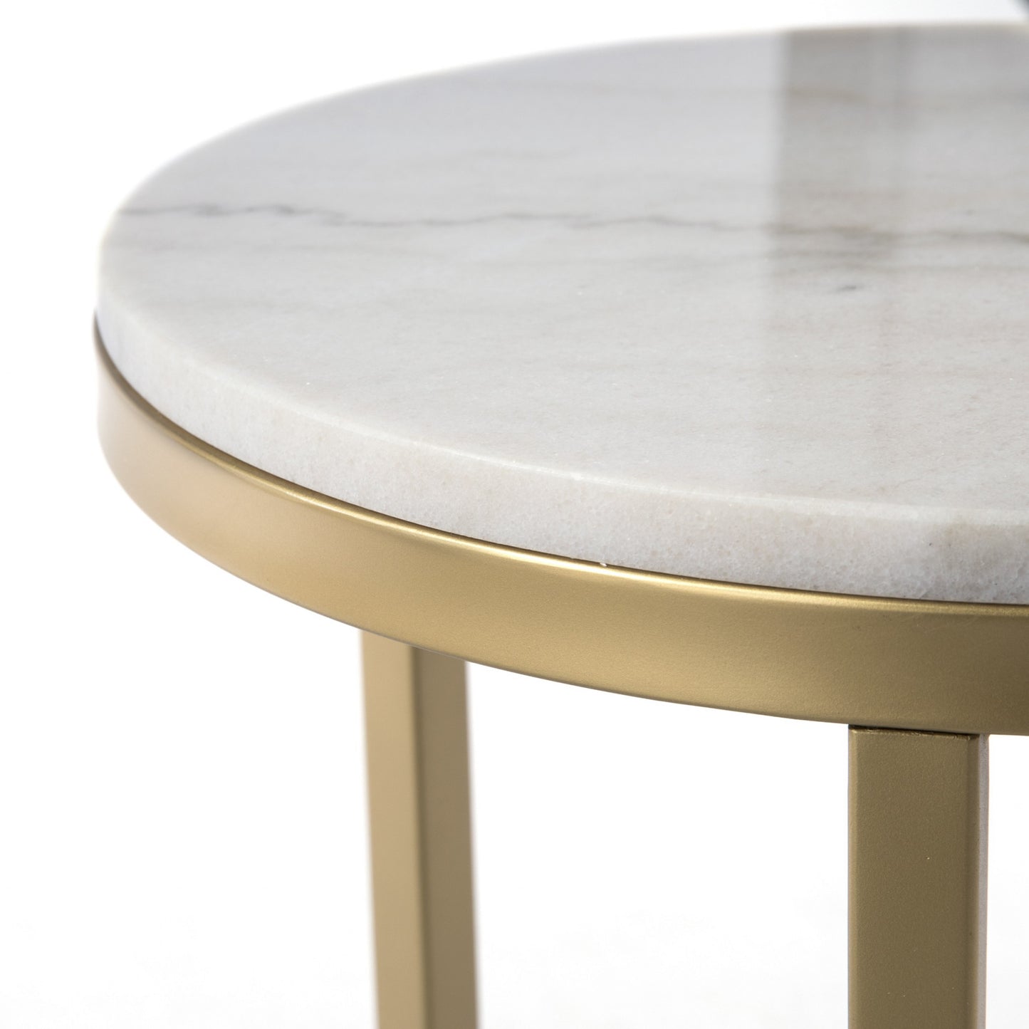 24" Champagne Genuine Marble Look And Iron Rectangular End Table By Homeroots | End Tables | Modishstore - 6