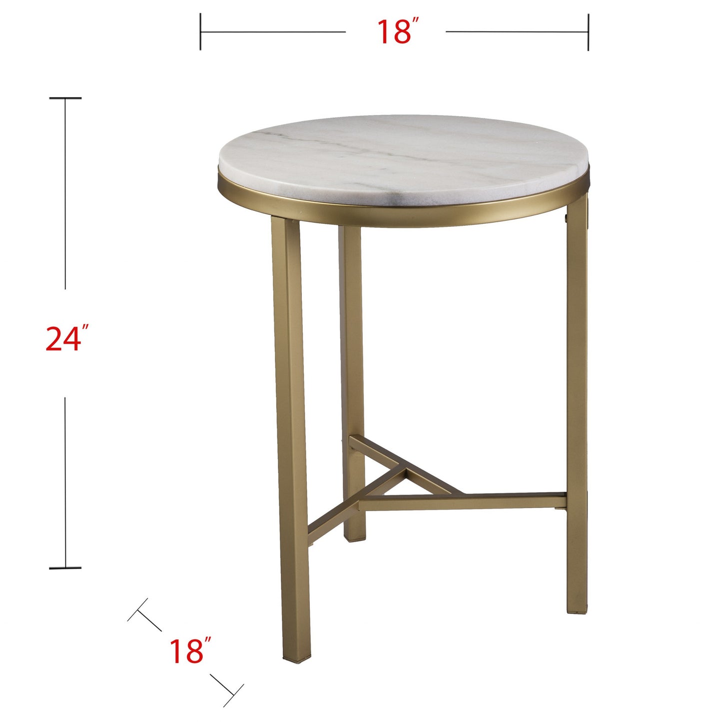24" Champagne Genuine Marble Look And Iron Rectangular End Table By Homeroots | End Tables | Modishstore - 7