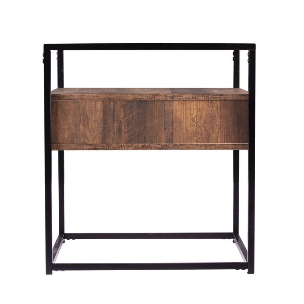 22" Black Glass And Iron Square End Table With Drawer With Shelf By Homeroots | End Tables | Modishstore - 4