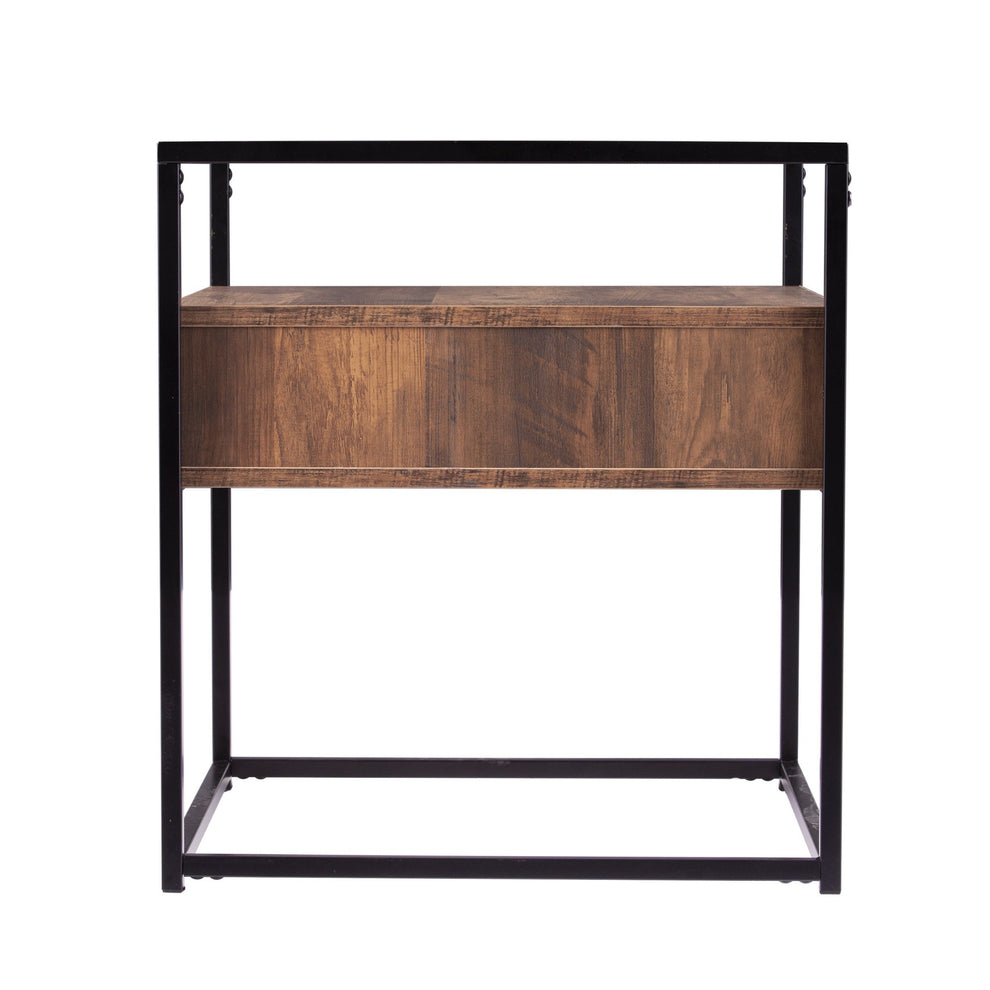 22" Black Glass And Iron Square End Table With Drawer With Shelf By Homeroots | End Tables | Modishstore - 5