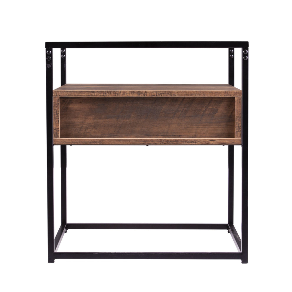 22" Black Glass And Iron Square End Table With Drawer With Shelf By Homeroots | End Tables | Modishstore - 6