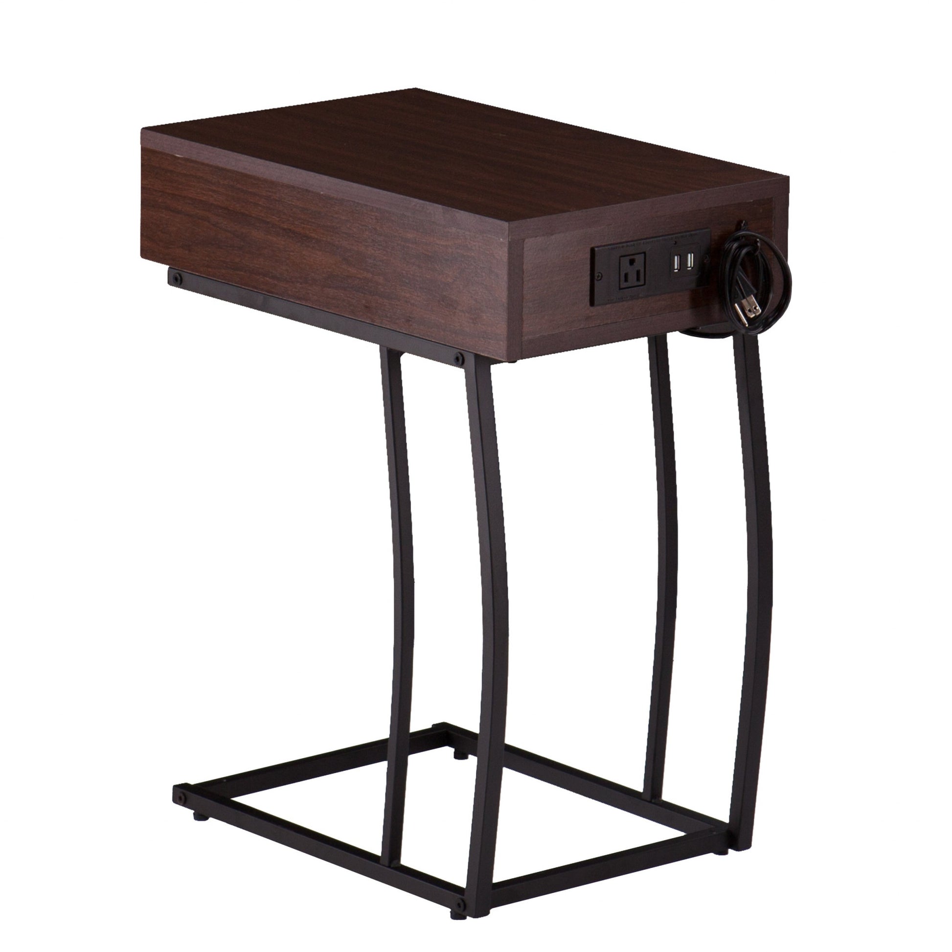 23" Brown Manufactured Wood And Iron Rectangular End Table With Drawer By Homeroots | End Tables | Modishstore - 4