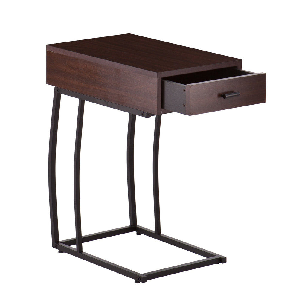 23" Brown Manufactured Wood And Iron Rectangular End Table With Drawer By Homeroots | End Tables | Modishstore - 6