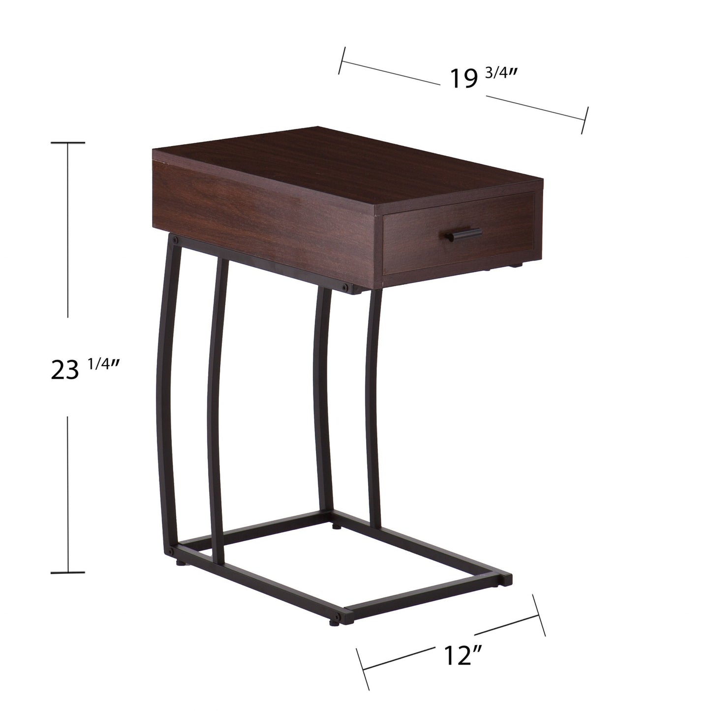 23" Brown Manufactured Wood And Iron Rectangular End Table With Drawer By Homeroots | End Tables | Modishstore - 7